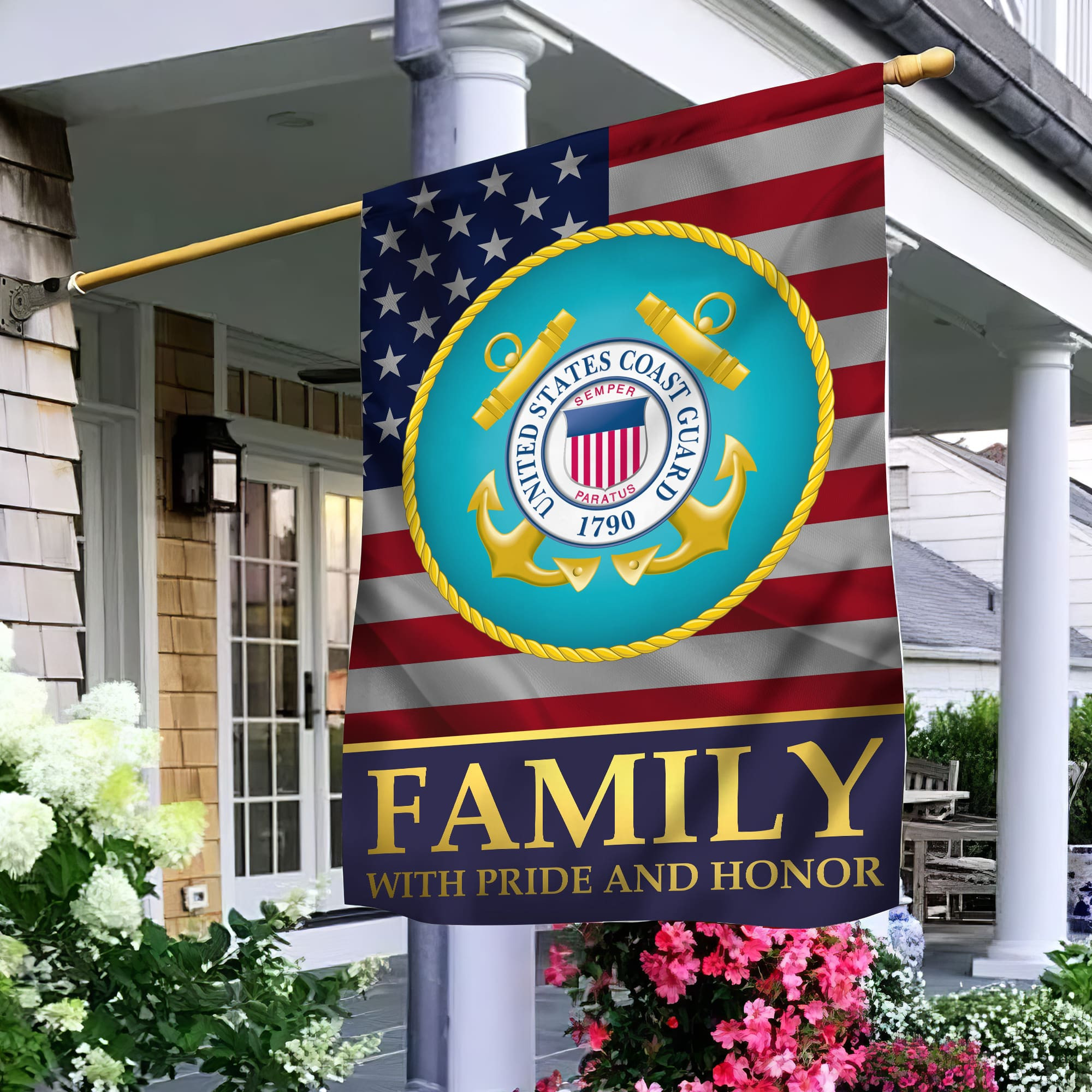USCG Garden Flag – House Flag, Coast Guard Family With Pride And Honor VPVC100905