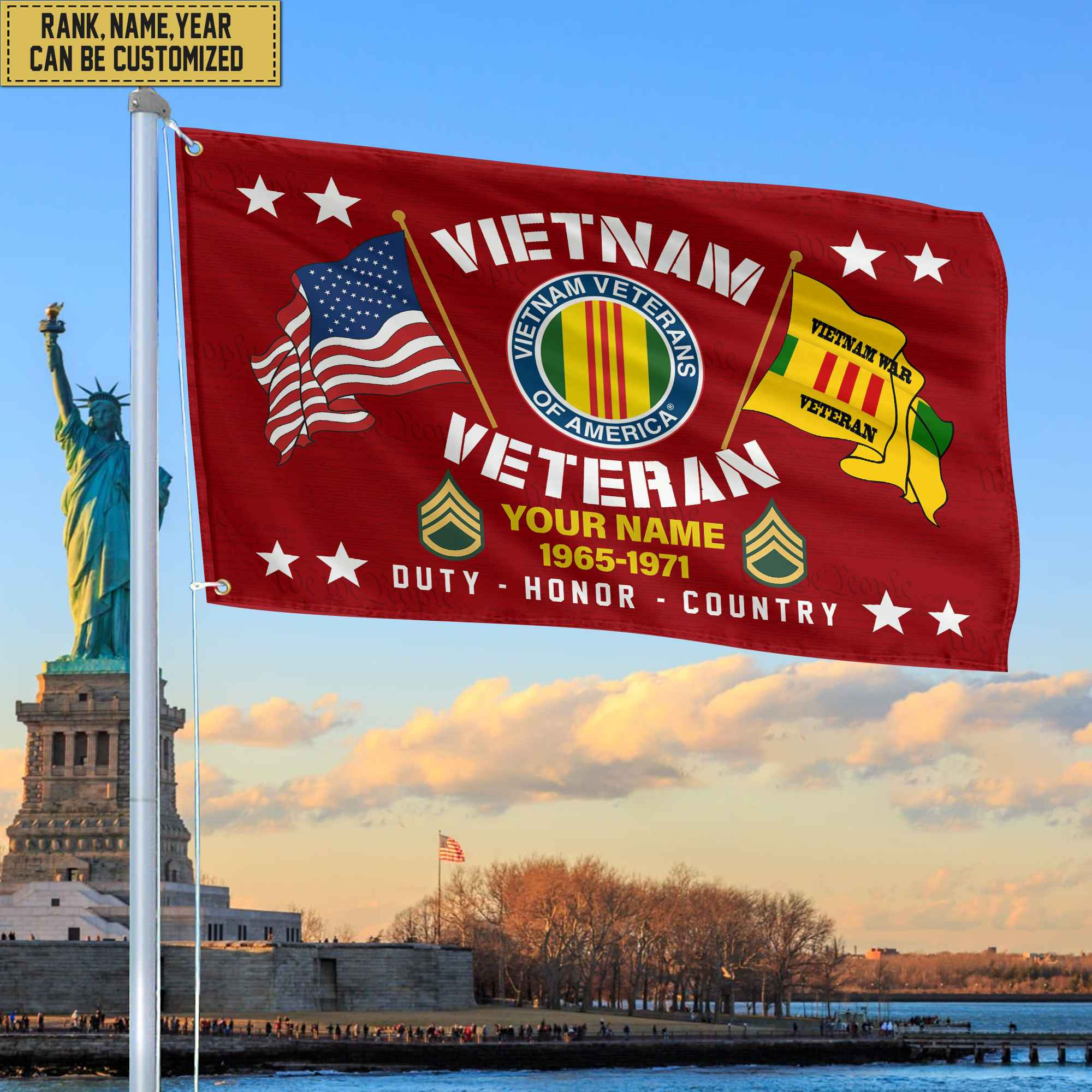 Vietnam Veteran Personalized American Flag, Gift For Him Military, Vietnam Veteran Grommet Flag VPVC101806
