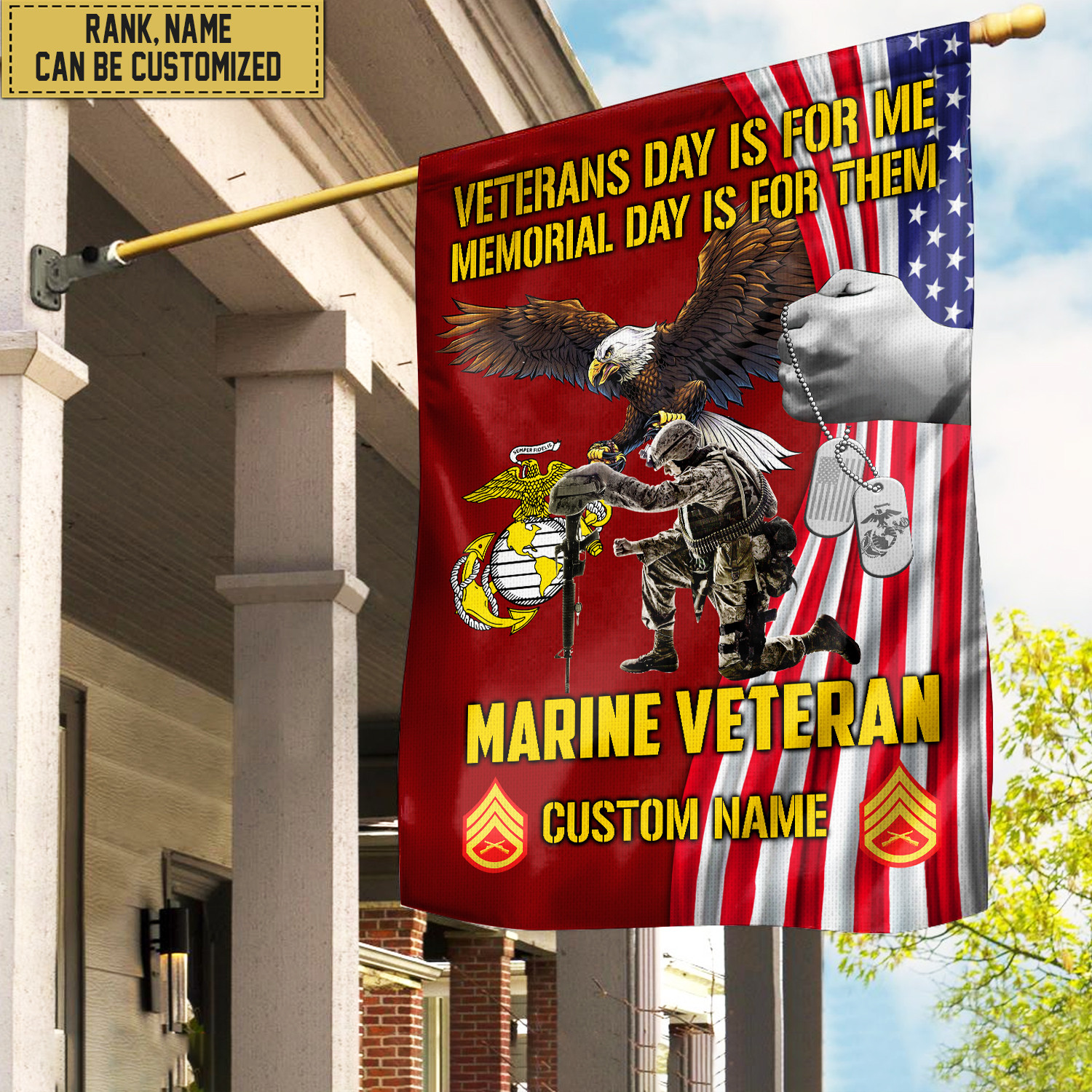 Customized USMC American Flag, Patriotic Flag, Gift For Marine Veteran, Garden Flag – House Flag VPVC102003