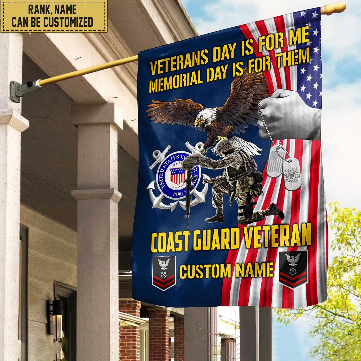 Customized USCG American Flag, Patriotic Flag, Gift For Coast Guard Veteran, Garden Flag – House Flag VPVC102005