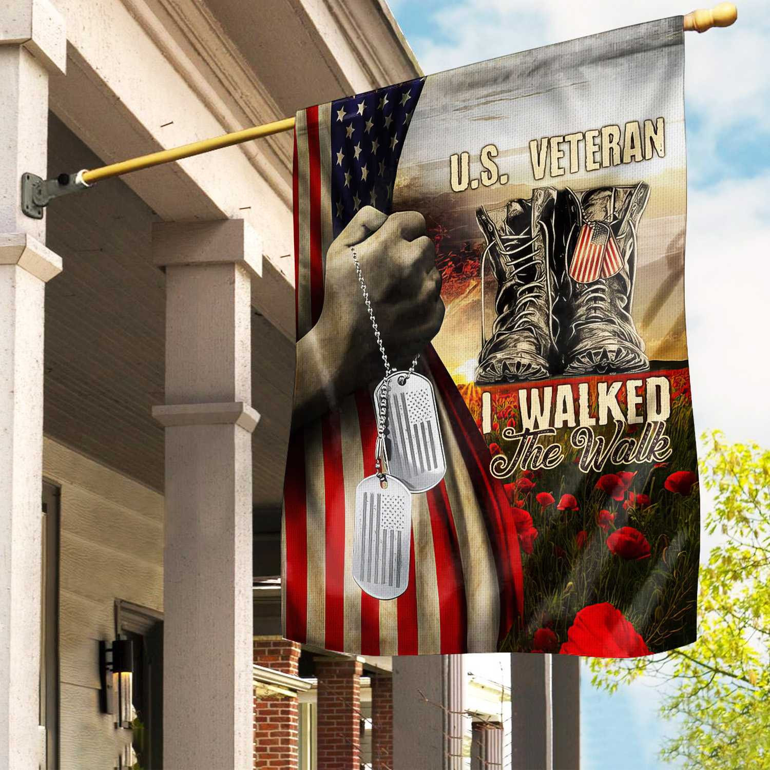 I Walked The Walk US Veteran Flag, Patriotic Flag, Gift For US Veteran, Garden Flag – House Flag VPVC102201