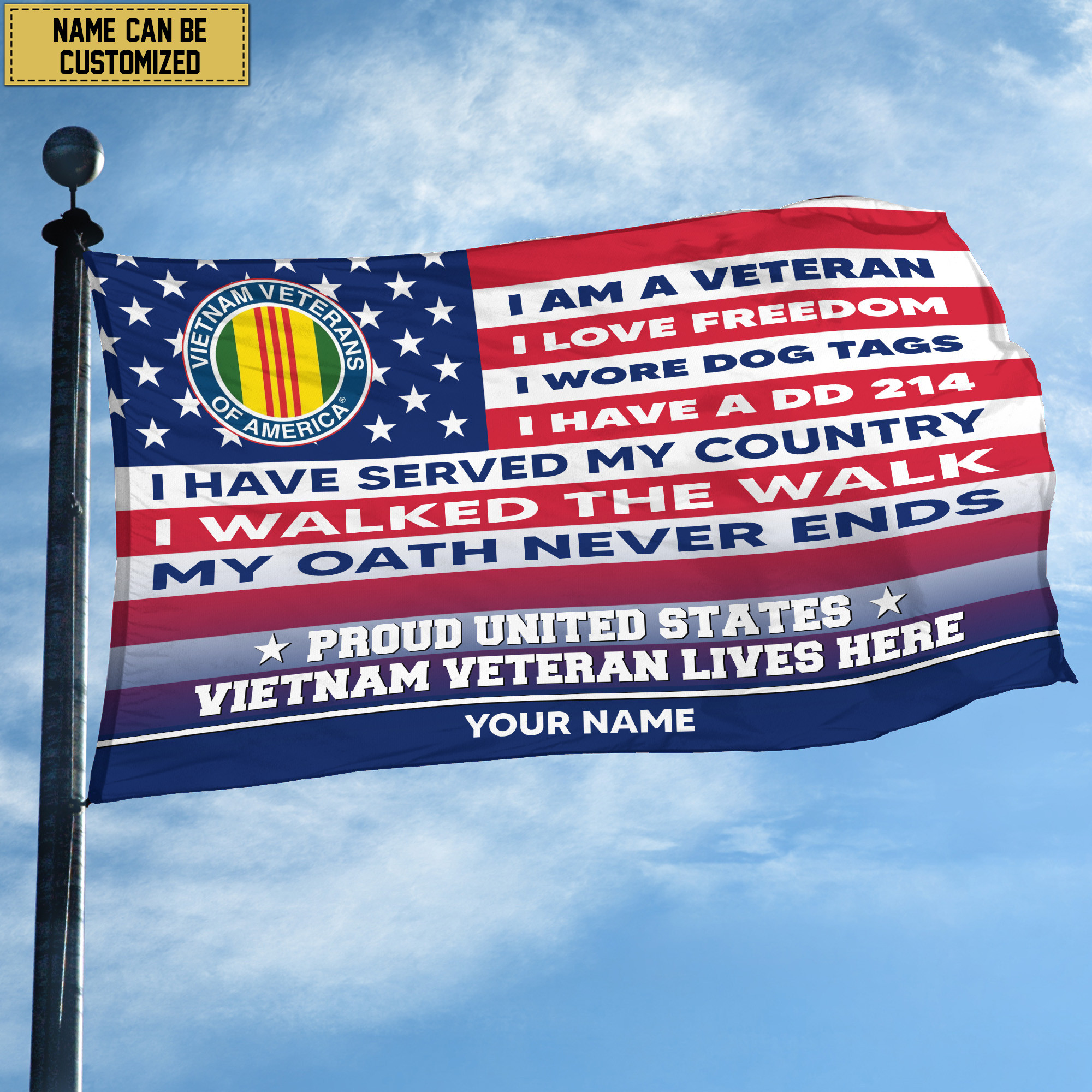 Vietnam Veteran Personalized American Flag, Gift For US Military Veteran, Vietnam Veteran Grommet Flag, Garden Flag, House Flag VPVC102906