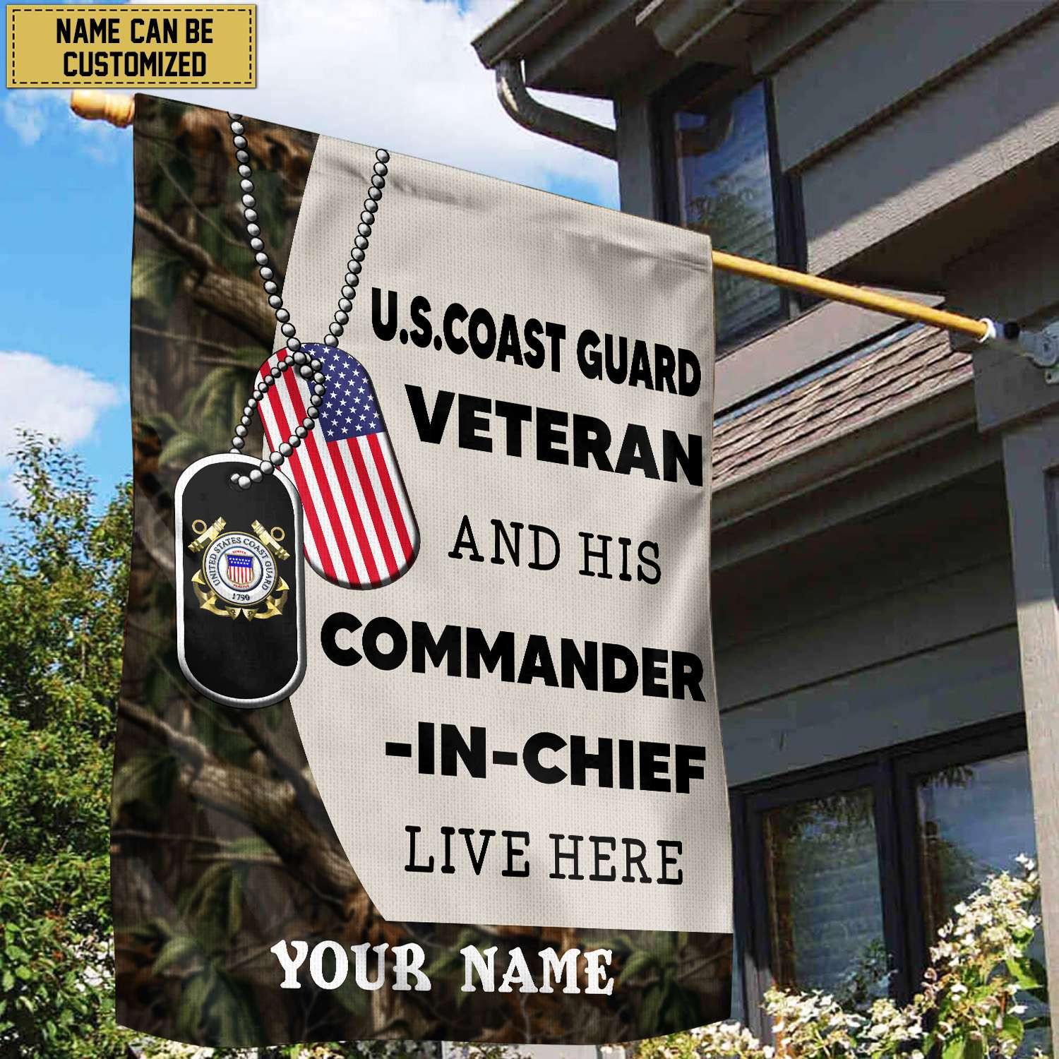 USCG Personalized American Flag, Gift For Coast Guard Veteran , US Veteran Grommet Flag, Garden Flag, House Flag VPVC103005