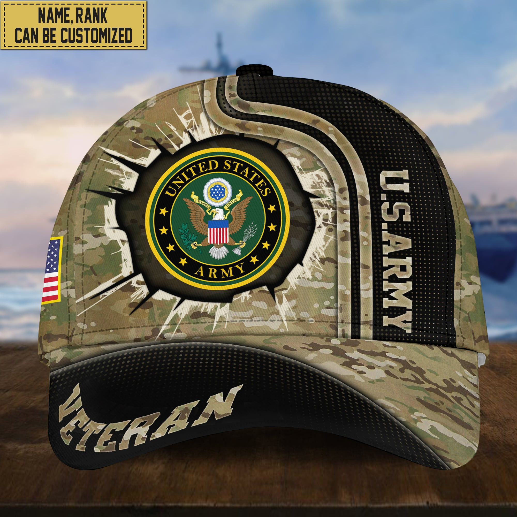 Personalized US Army Hat – Custom Name, Rank, Gift For US Veteran VPVC002001