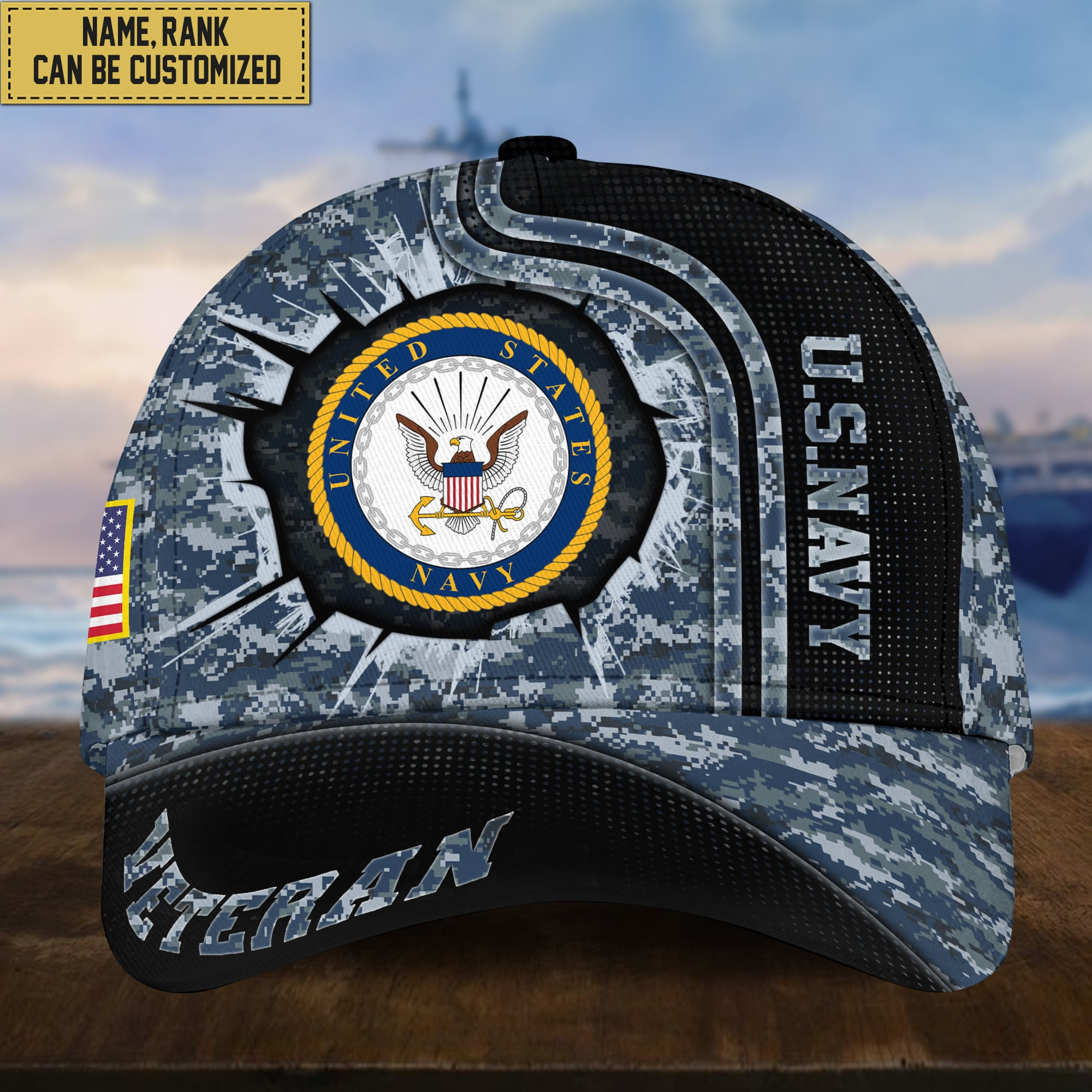 Personalized US Navy Hat – Custom Name, Rank, Gift For US Veteran VPVC002002