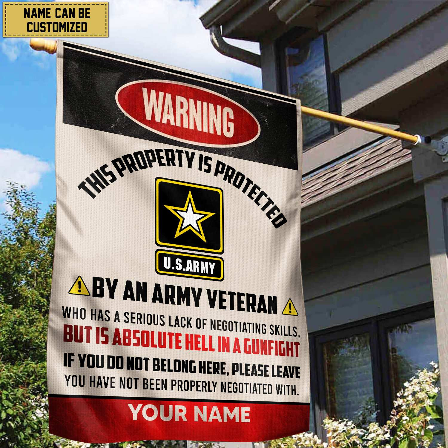 US Army Veteran Custom Name American Flag, Gift For Army Veteran Garden Flag – House Flag VPVC103101