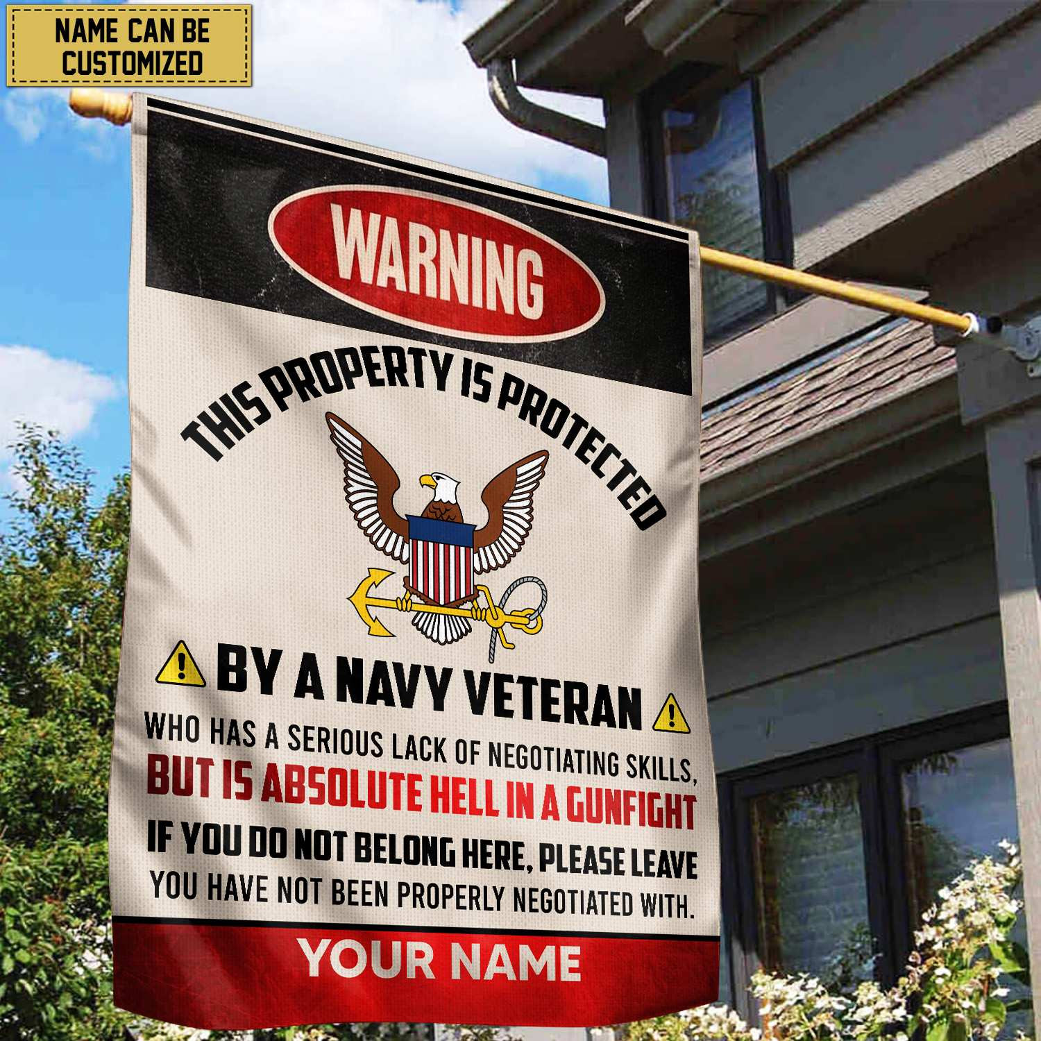 US Navy Veteran Custom Name American Flag, Gift For Navy Veteran Garden Flag – House Flag VPVC103102