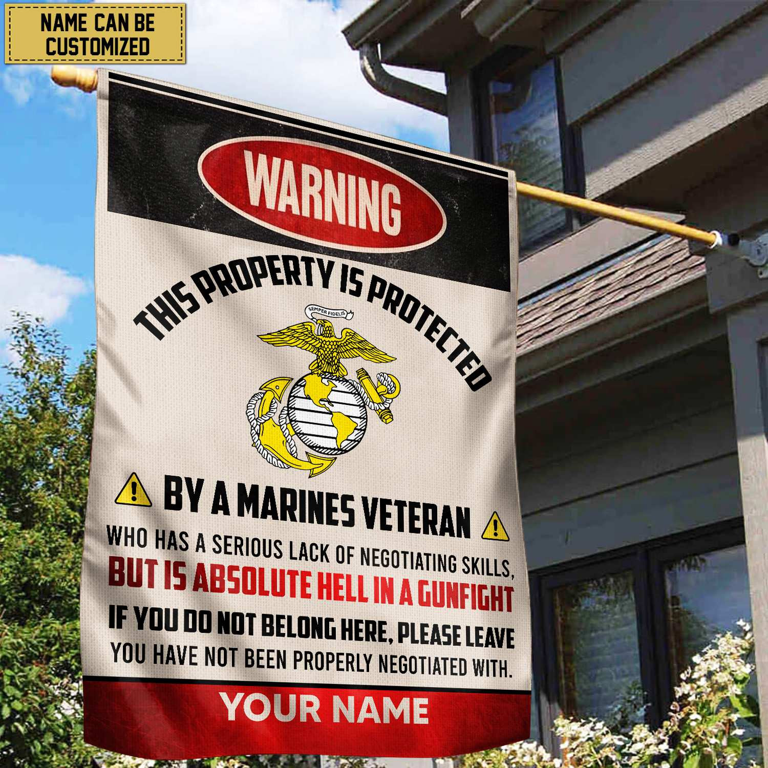USMC Veteran Custom Name American Flag, Gift For Marine Veteran Garden Flag – House Flag VPVC103103
