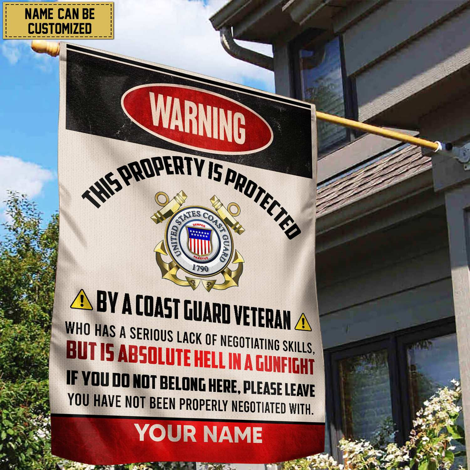 USCG Veteran Custom Name American Flag, Gift For Coast Guard Veteran Garden Flag – House Flag VPVC103105