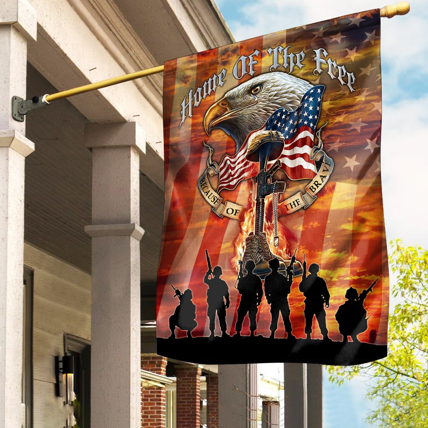 Premium Home Of The Free US Veteran American Flag, Gift For US Veteran Garden Flag – House Flag VPVC102701