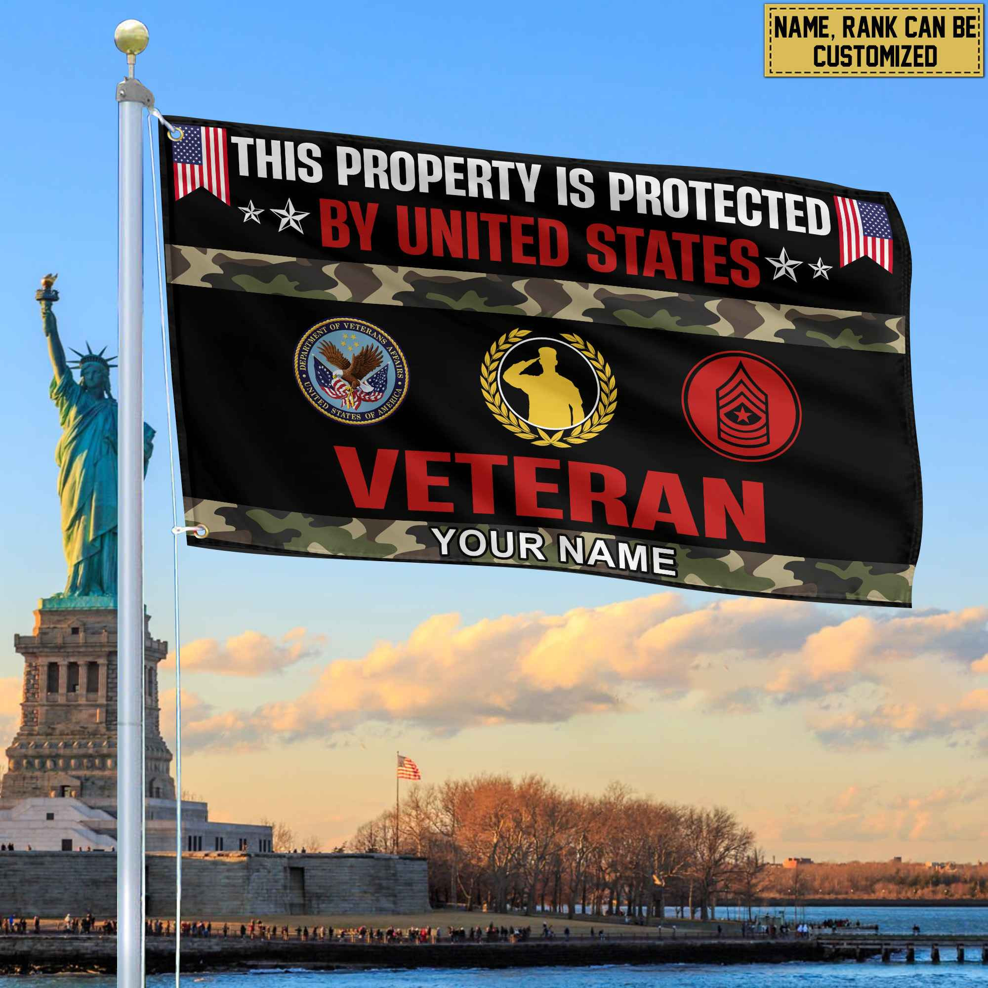 US Veteran Personalized American Flag, Gift For US Veteran, US Veteran Grommet Flag, Garden Flag, House Flag VPVC103607