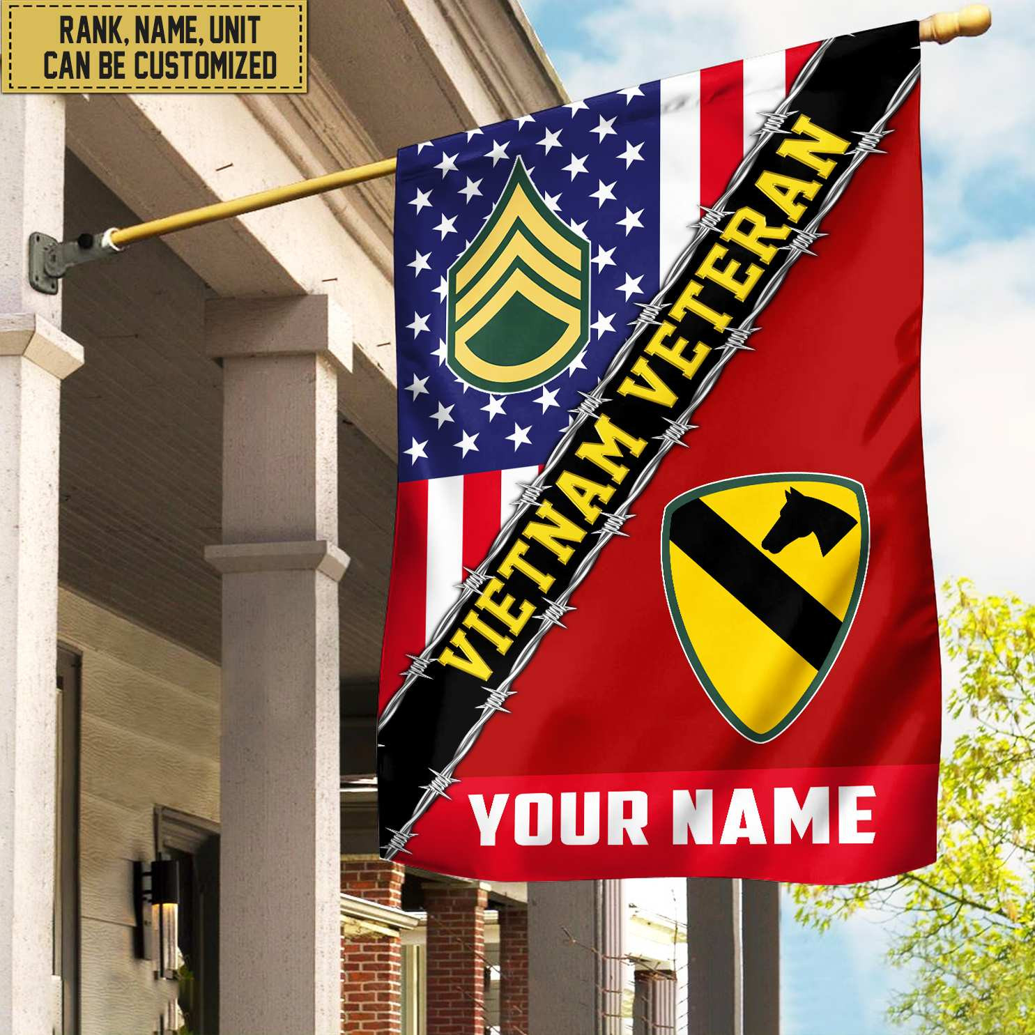 Premium Custom Name, Rank, Unit Vietnam Veteran Flag, Gift For Vn Veteran Garden Flag – House Flag VPVC104006