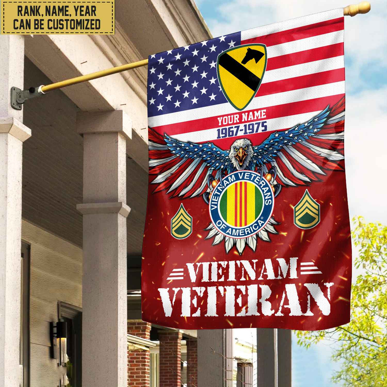 Vietnam Veteran Flag, Custom Name, Rank, Unit Gift For Vietnam Veteran Garden Flag – House Flag VPVC104406