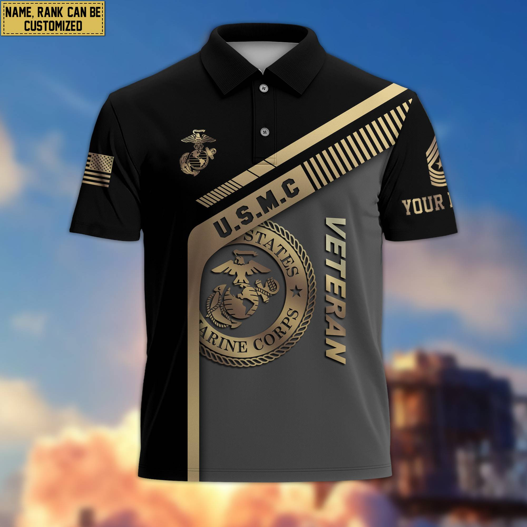 USMC Veteran Personalized Short Sleeve Polo Shirt, Gift For Marine Veteran VPVC200203