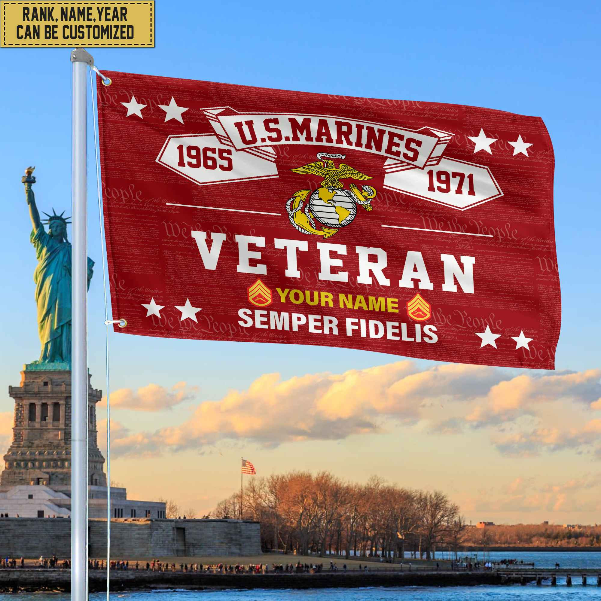 Premium Personalized USMC Veteran Grommet Flag, Gift For Marine Veteran, Gift For Veterans Day, Memorial Day, Father’s Day VPVC104303