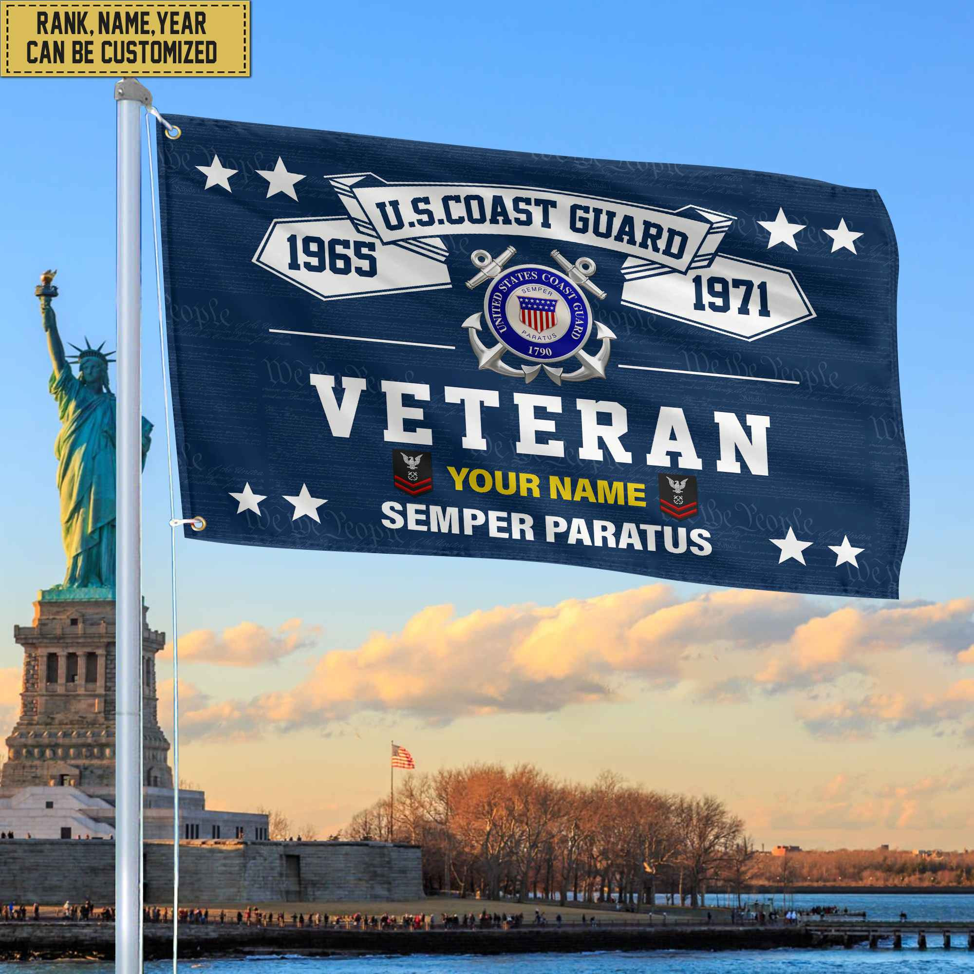 Premium Personalized USCG Veterans Grommet Flag, Gift For Coast Guard Veteran, Gift For Veterans Day, Memorial Day, Father’s Day VPVC104305