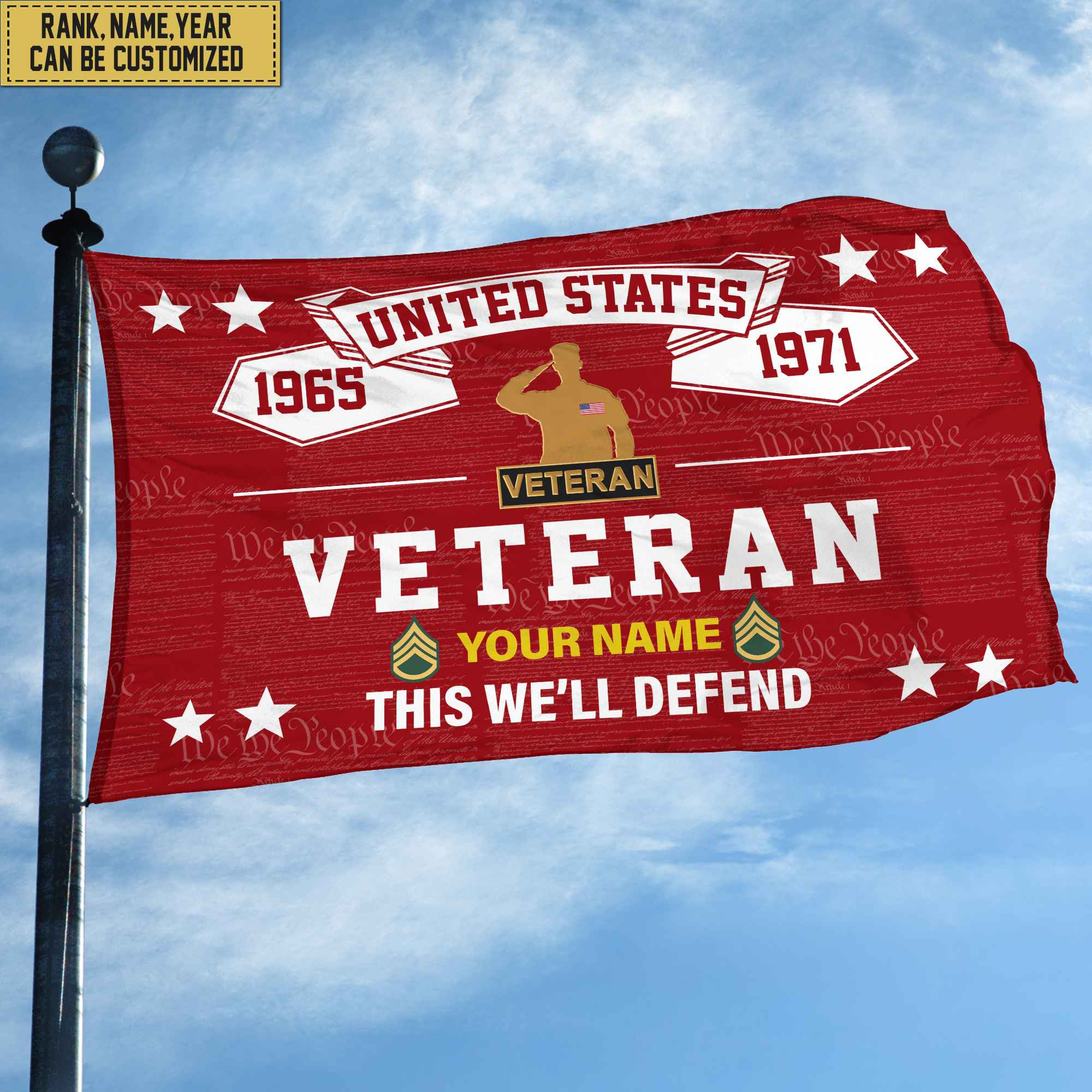 Premium Personalized US Veteran Grommet Flag, Gift For US Veteran, Gift For Veterans Day, Memorial Day, Father’s Day VPVC104307