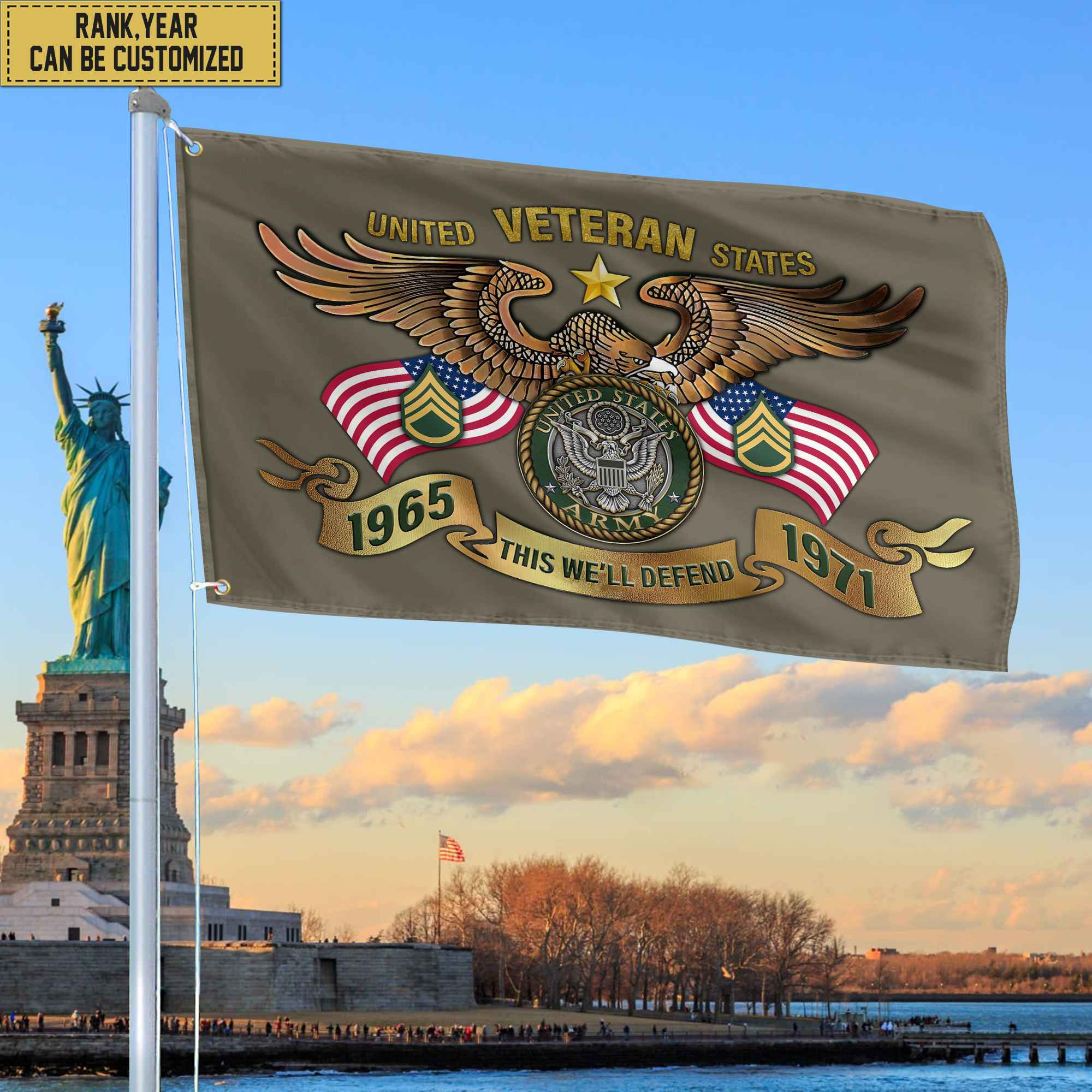 Custom US Army Veteran Grommet Flag, Gift For Army Veteran, Gift For Veterans Day, Memorial Day, Father’s Day VPVC104501