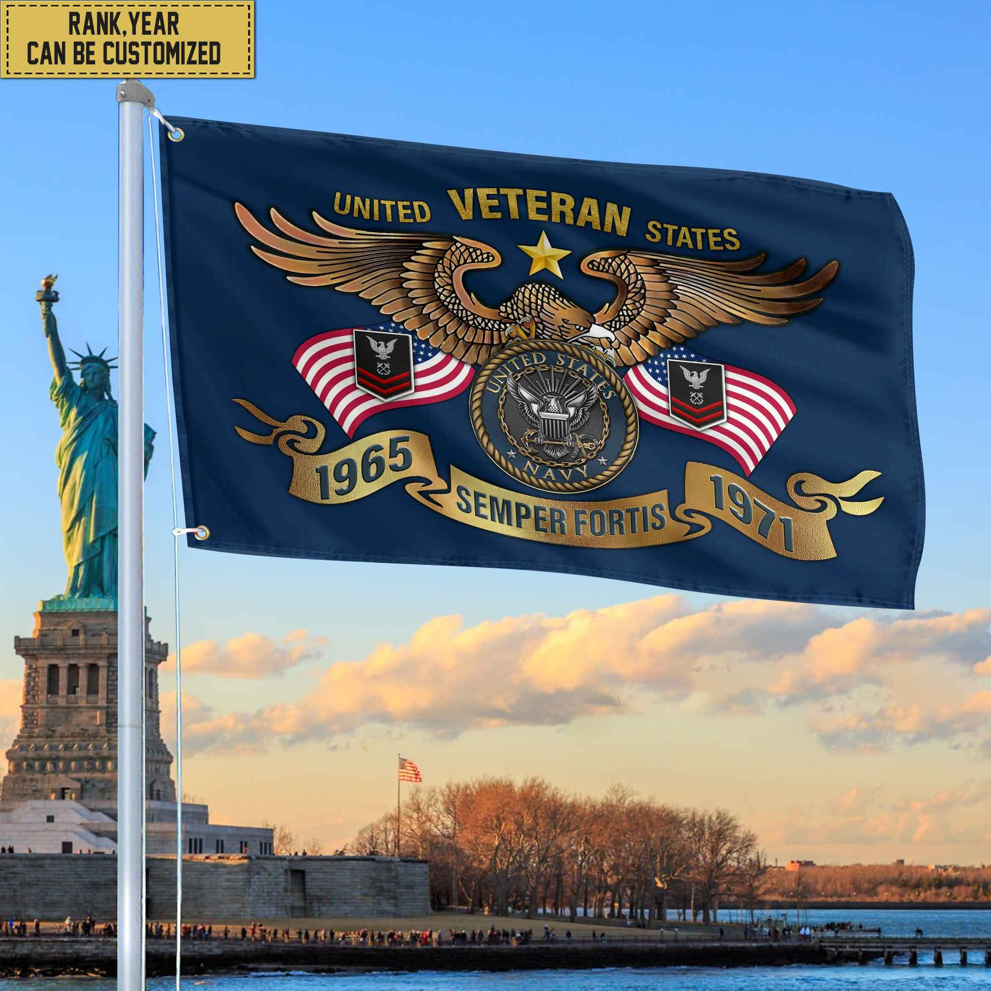 Premium Personalized US Navy Veterans Grommet Flag, Gift For Navy Veteran, Gift For Veterans Day, Memorial Day, Father’s Day VPVC104502