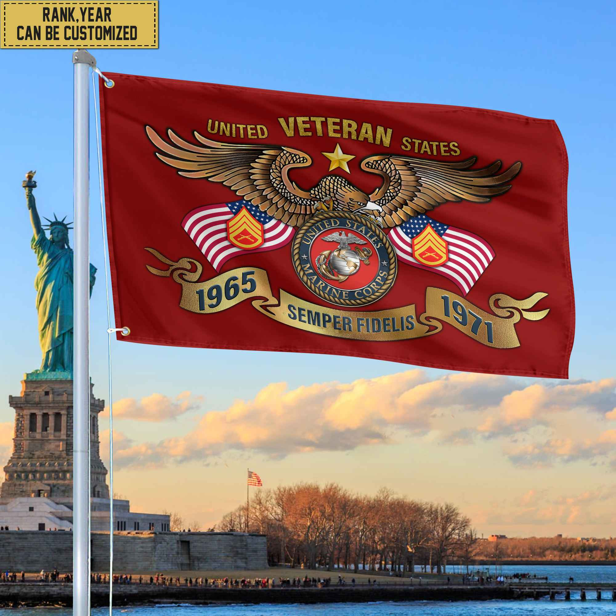 Premium Personalized USMC Veteran Grommet Flag, Gift For Marine Veteran, Gift For Veterans Day, Memorial Day, Father’s Day VPVC104503