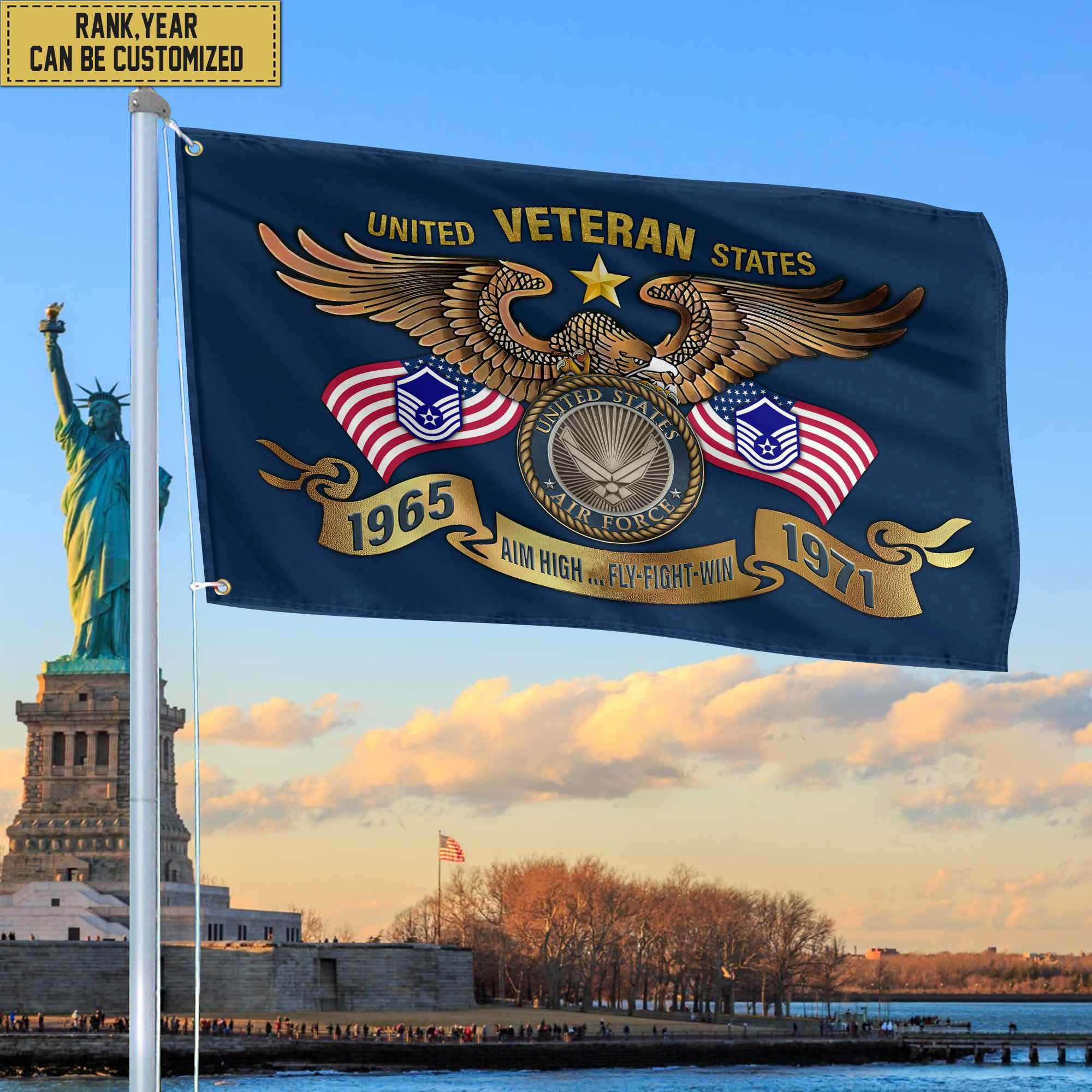 Custom USAF Veteran Grommet Flag, Gift For Air Force Veteran, Gift For Veterans Day, Memorial Day, Father’s Day VPVC104504