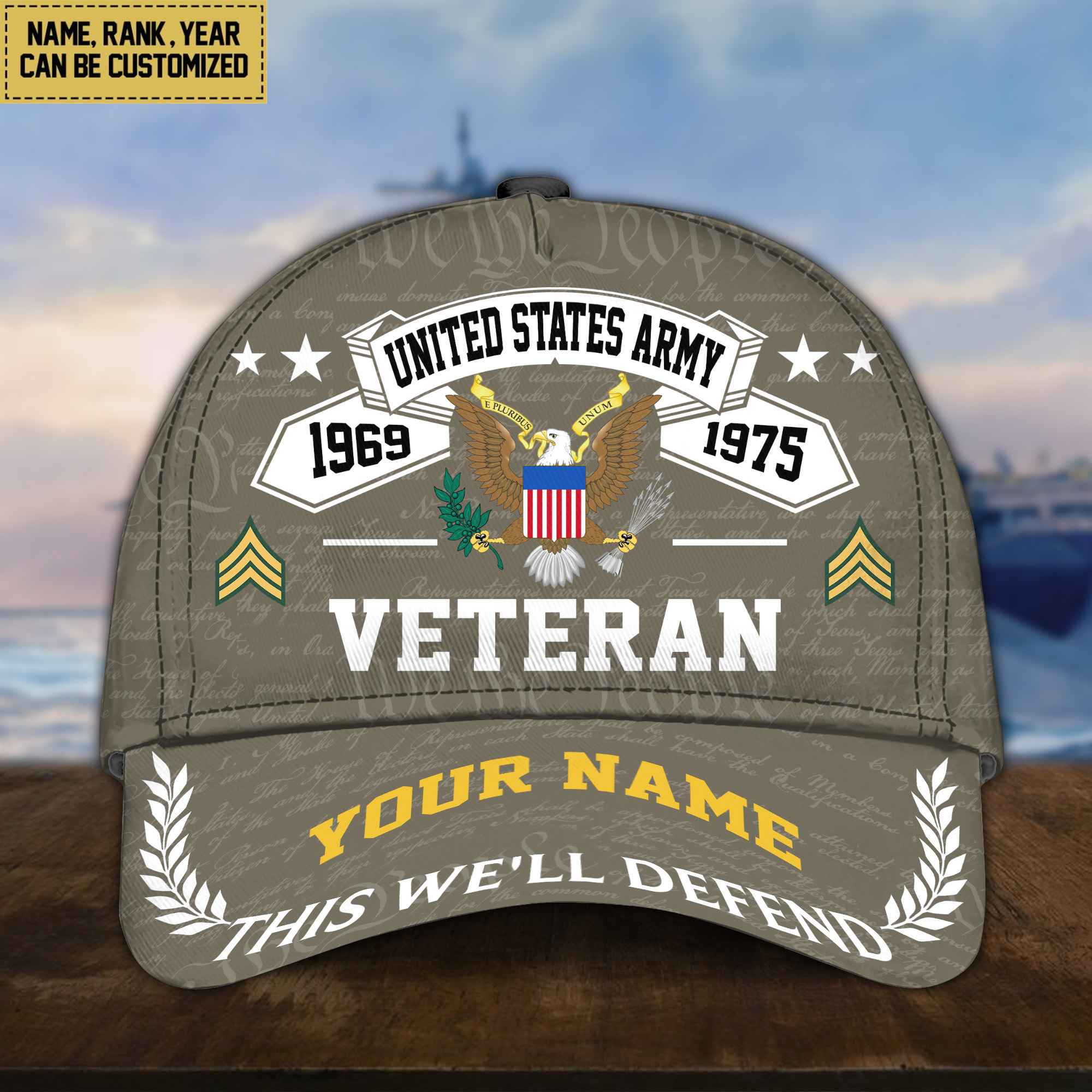 Personalized US Army Hat – Custom Name, Rank, Gift For US Army Veteran – Cap VPVC002101