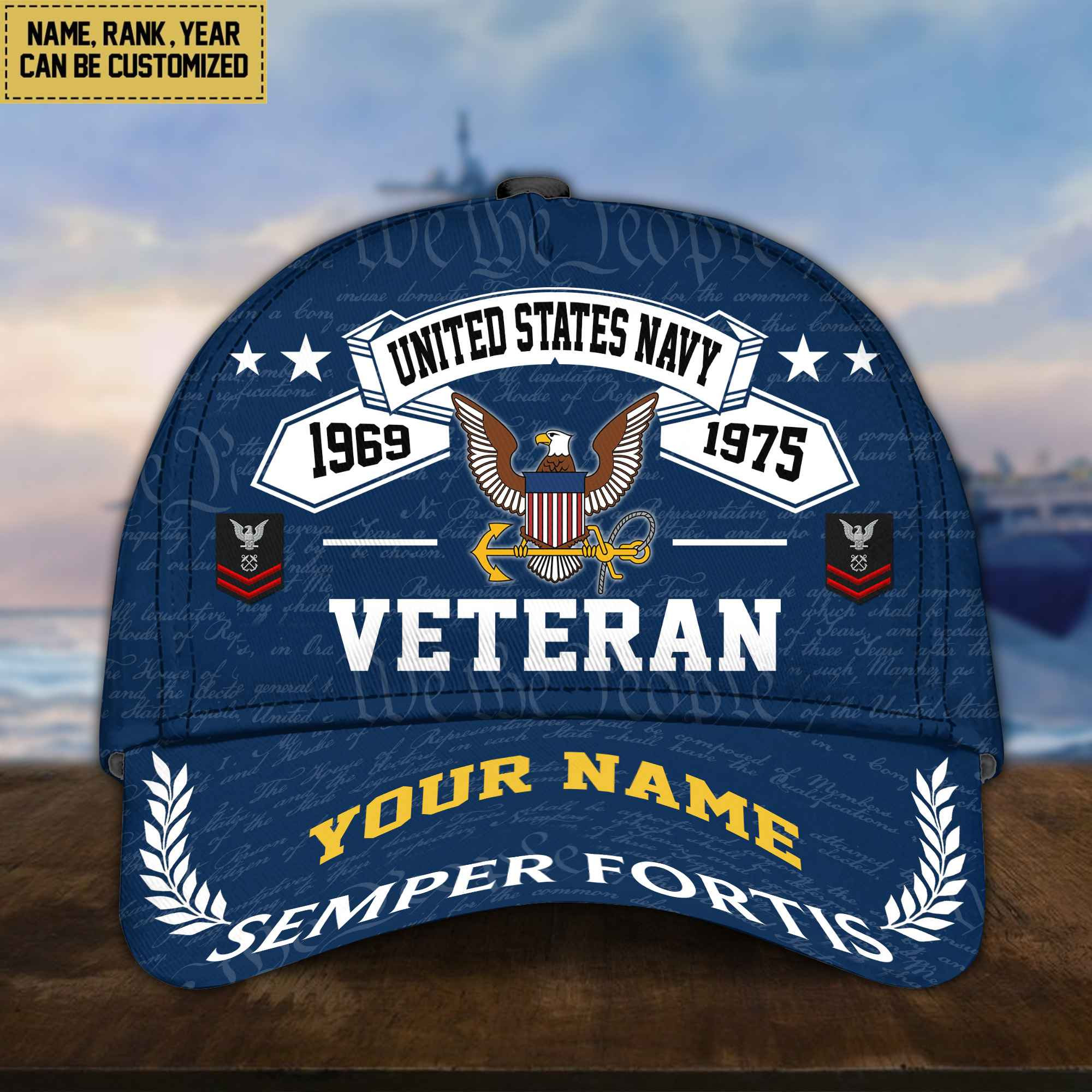 Personalized US Navy Hat – Custom Name, Rank, Gift For US Navy Veteran – Cap VPVC002102