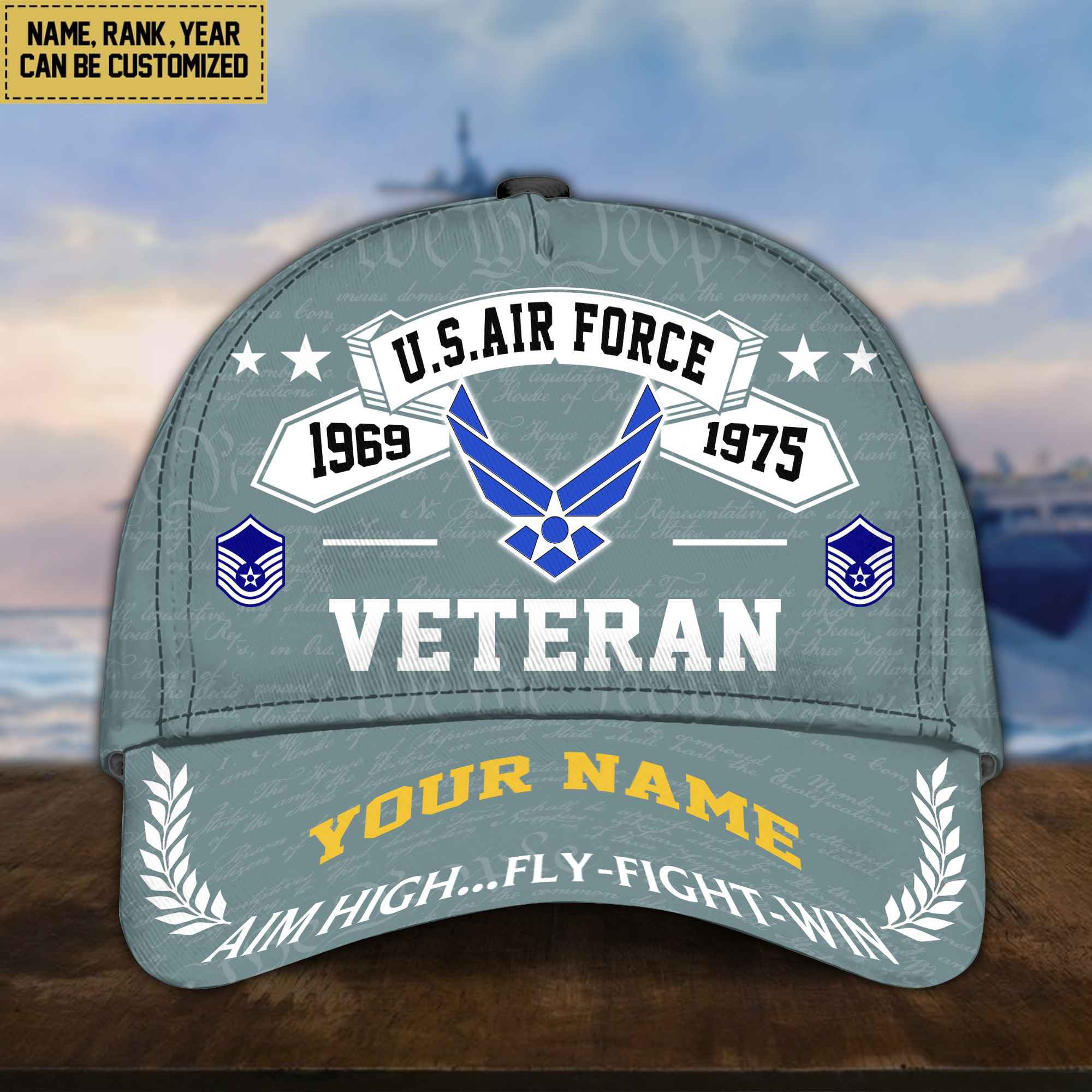 Personalized USAF Hat – Custom Name, Rank, Gift For US Air Force Veteran – Cap VPVC002104