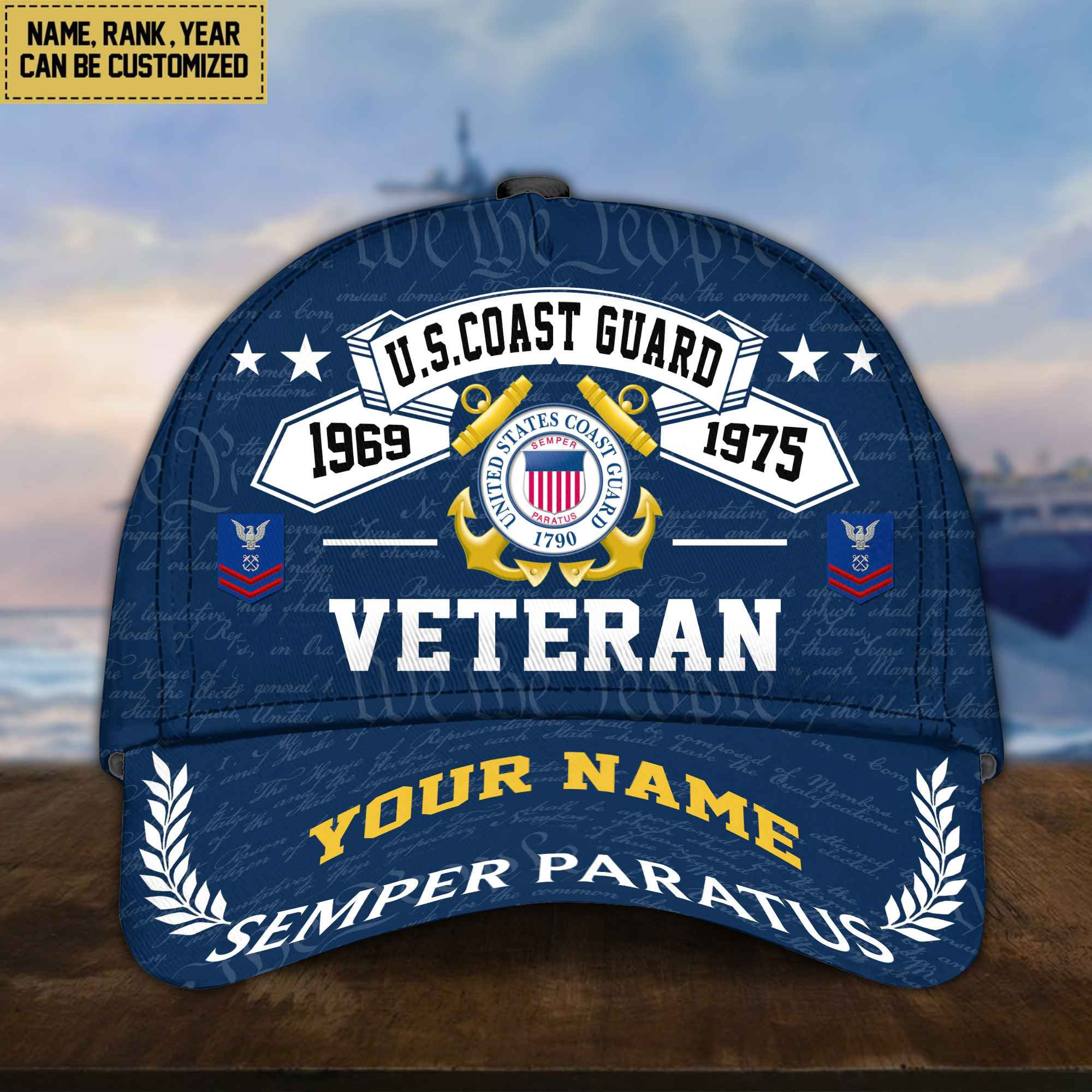 Personalized USCG Hat – Custom Name, Rank, Gift For US Coast Guard Veteran – Cap VPVC002105