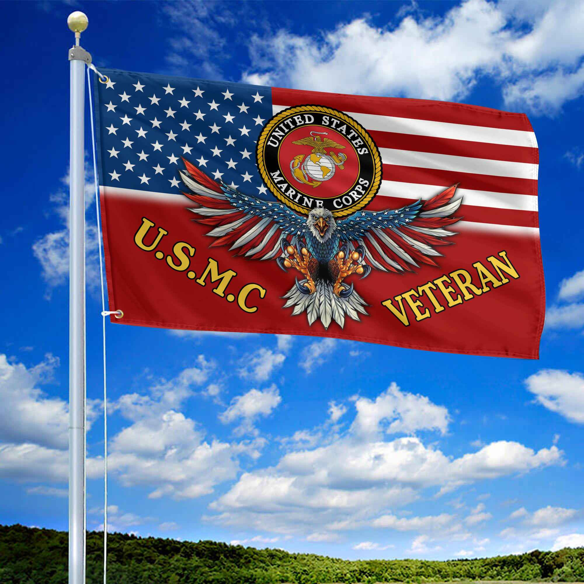 Unique U.S.M.C Veteran Grommet Flag, Gift For Marine Veteran VPVC104603