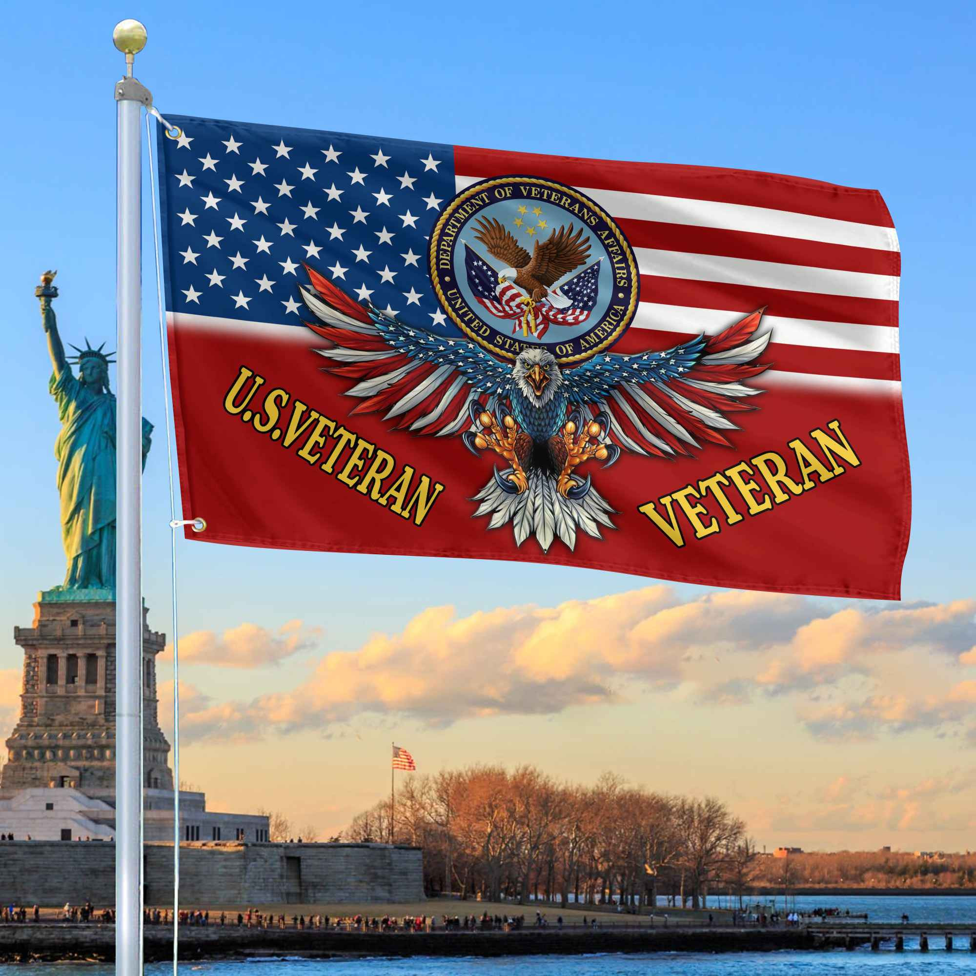 Unique US Veteran Grommet Flag, Gift For US Veteran VPVC104607