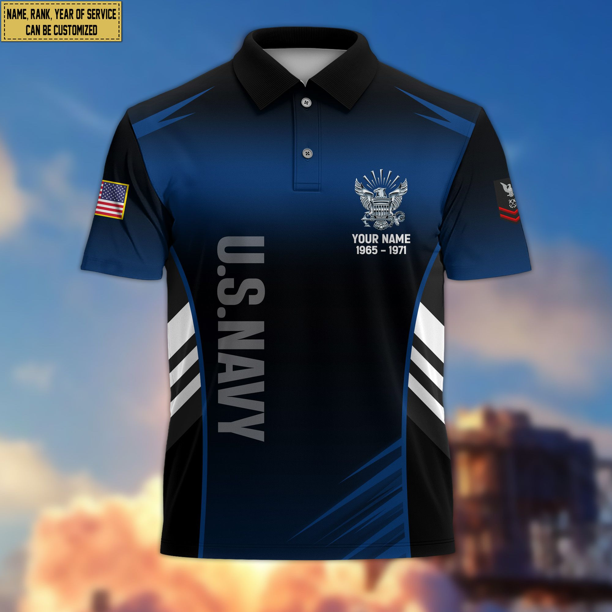 US Navy Polo Shirt, Gift for Grandpa Dad Husband, Gift for Navy Veteran VPVC200902