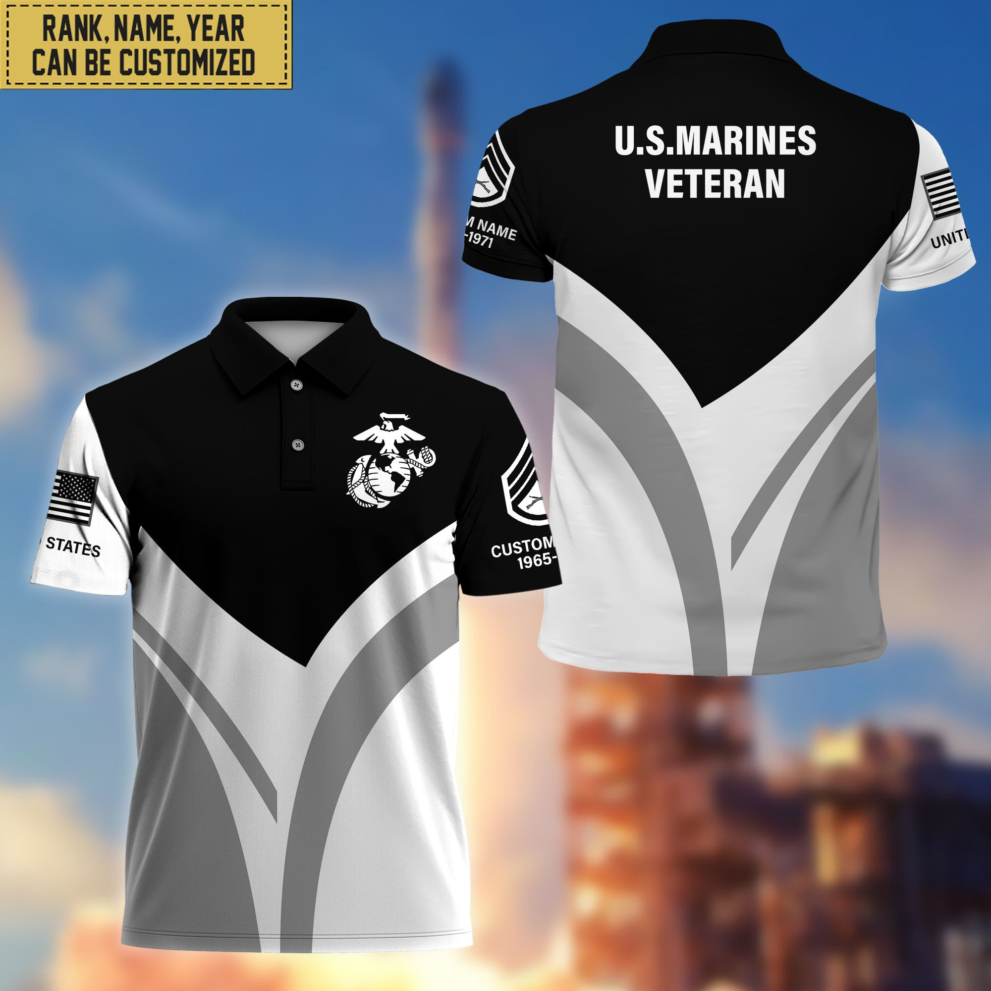 Premium Custom USMC Polo Shirt, Gift for Marine Veteran, Veterans Day, Father’s Day VPVC201403