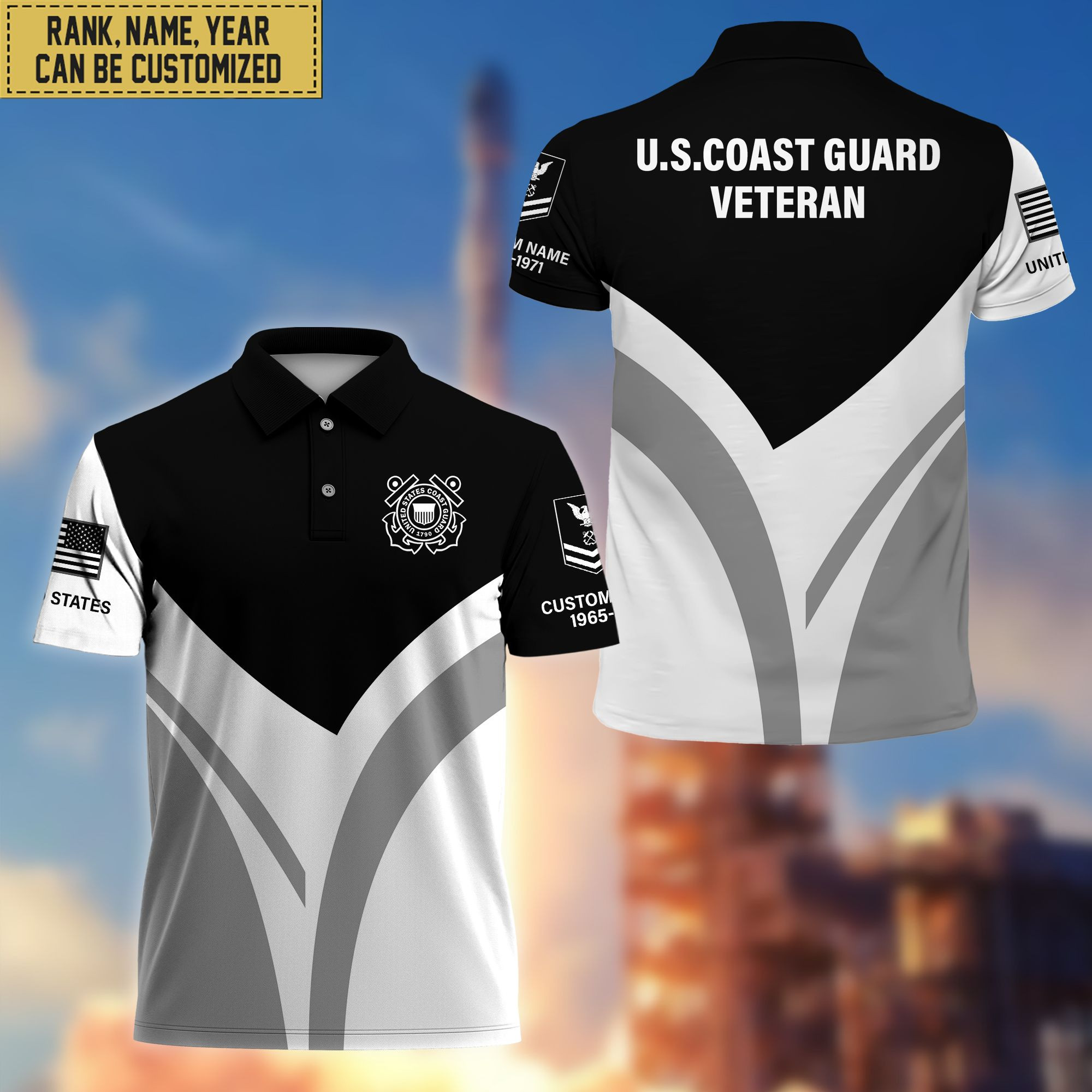 Premium Custom USCG Polo Shirt, Gift for Coast Guard Veteran, Veterans Day, Father’s Day VPVC201405