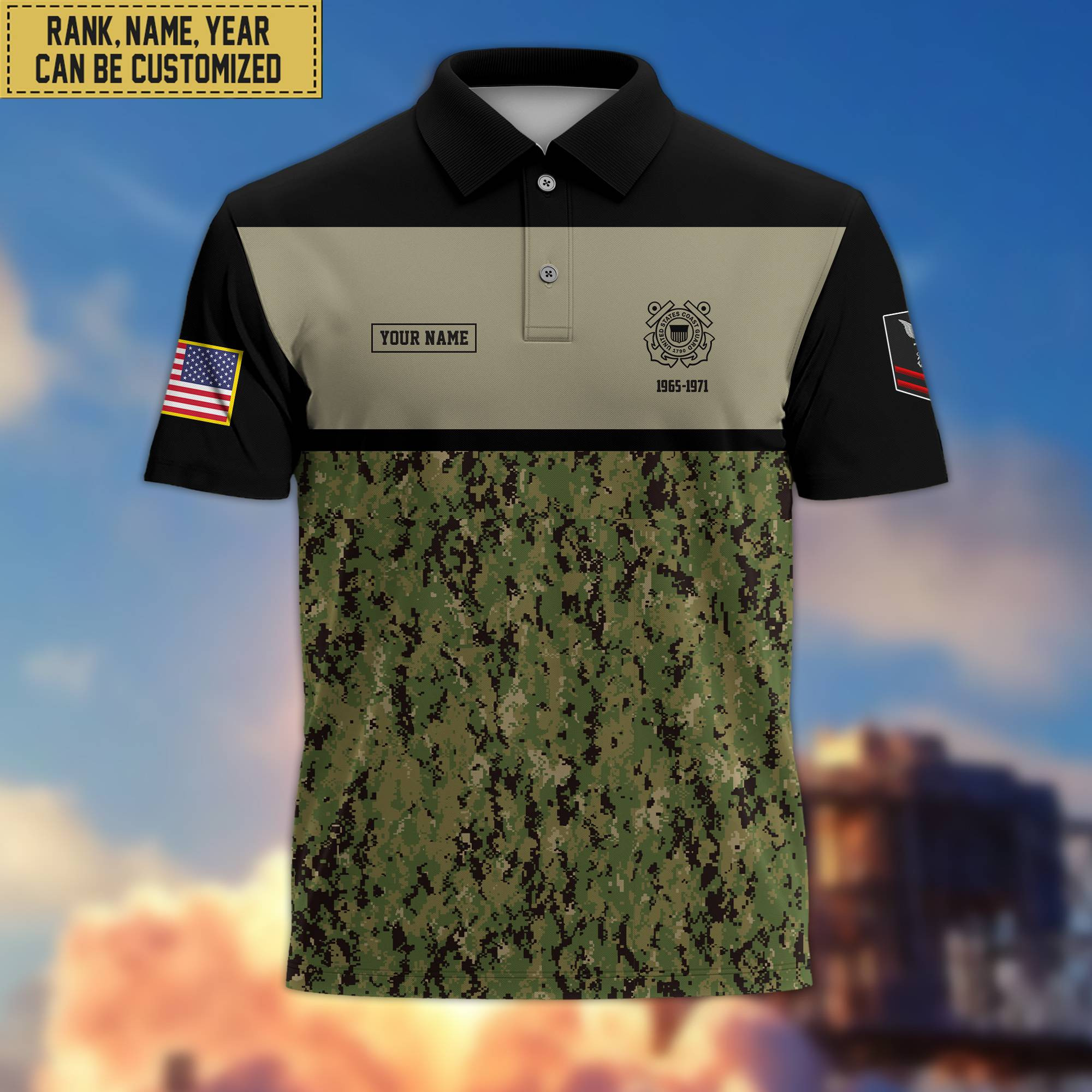 Unique Custom USCG Polo Shirt, Custom Name, Rank, Gift for Coast Guard Veteran, Veterans Day, Father’s Day VPVC201605