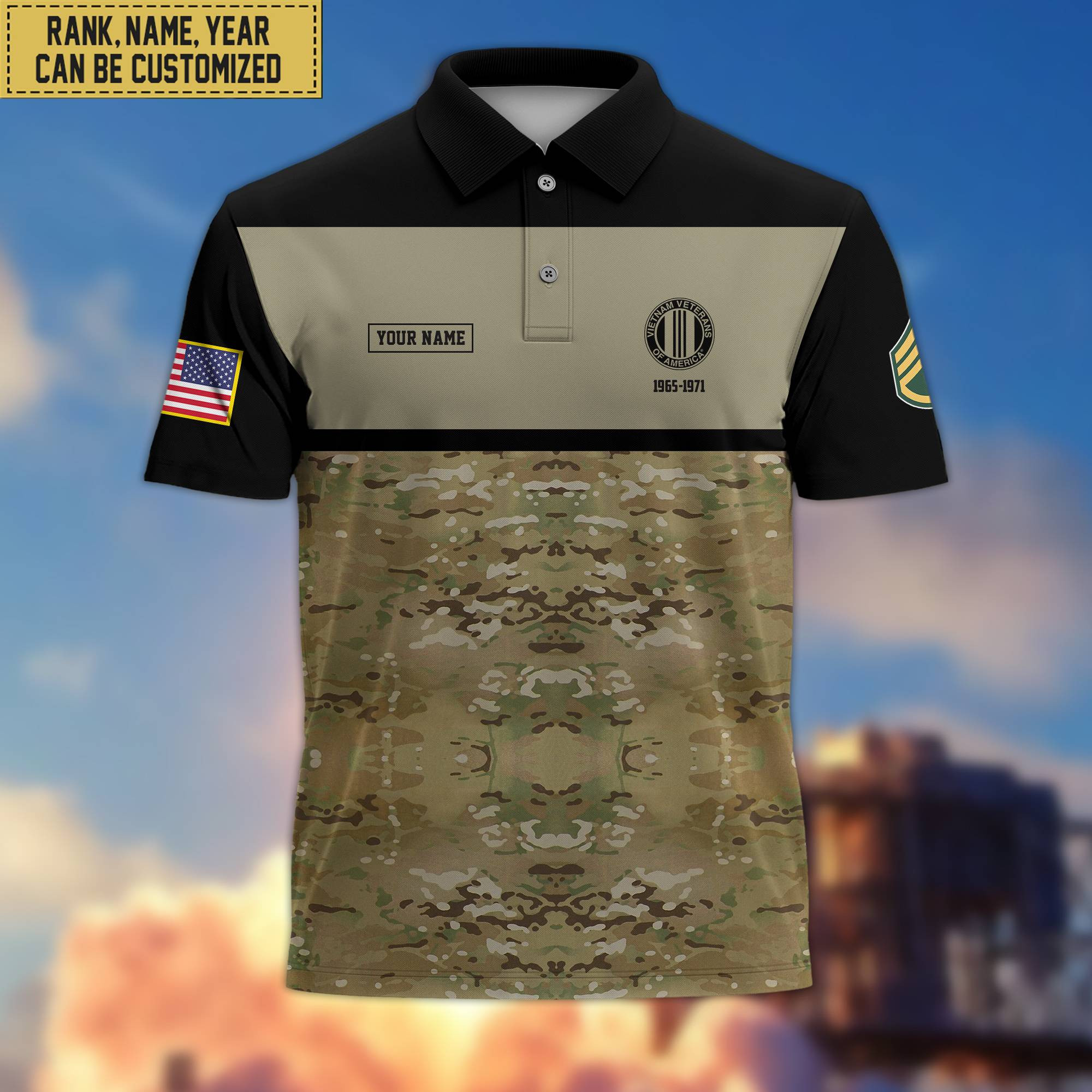 Unique Custom Vietnam Veteran Polo Shirt, Custom Name, Rank, Gift for Vietnam Veteran, Veterans Day, Father’s Day VPVC201606