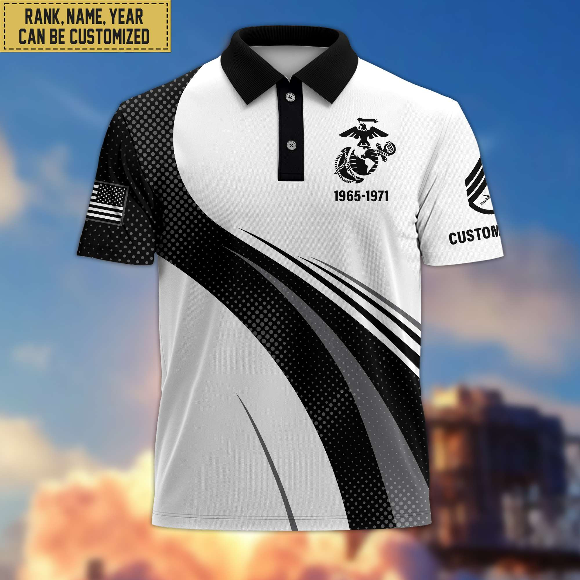 Unique Custom USMC Polo Shirt, Custom Name, Rank, Gift for Marine Veteran, Veterans Day, Father’s Day VPVC201703