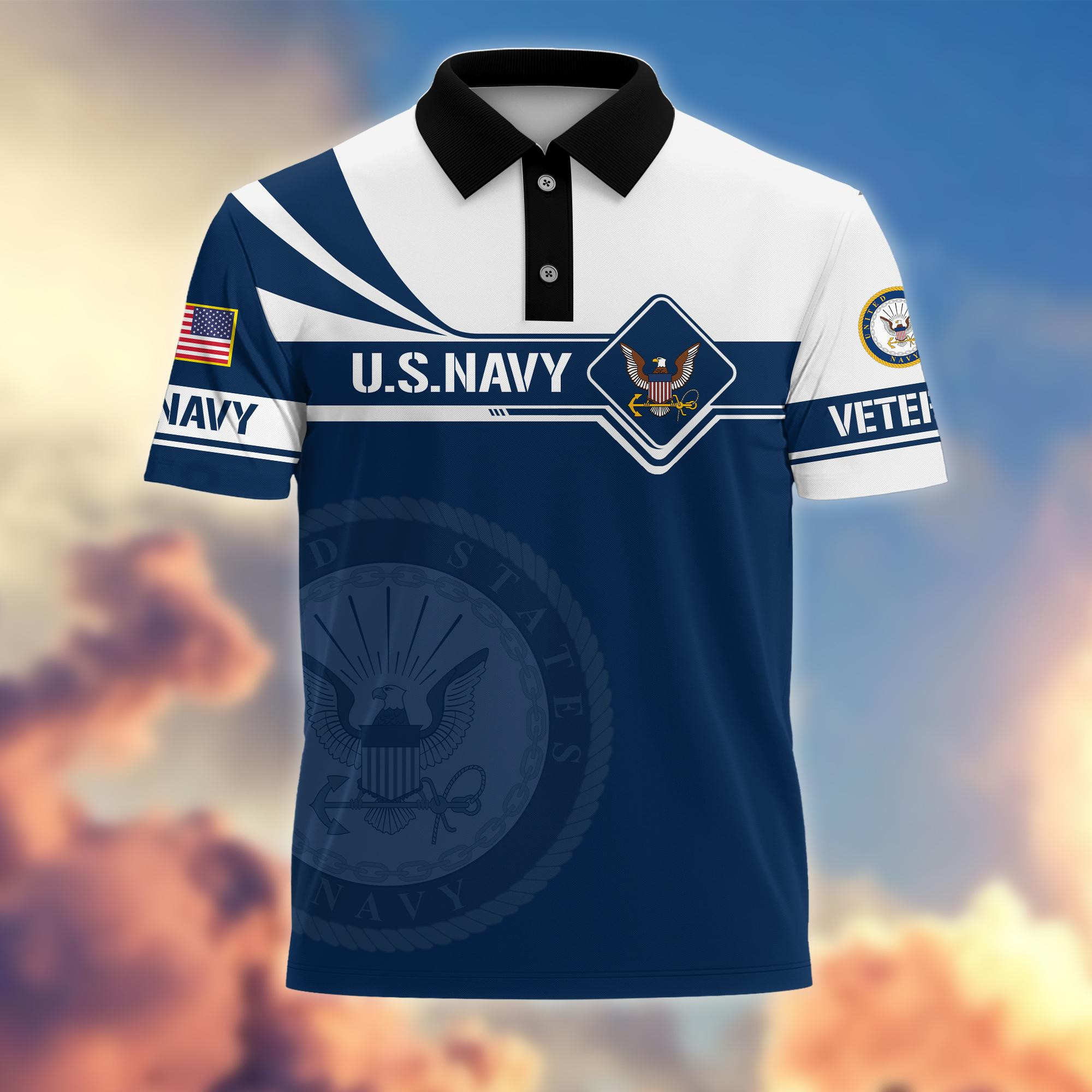 Premium US Navy Polo Shirt, Gift for Navy Veteran VPVC202402