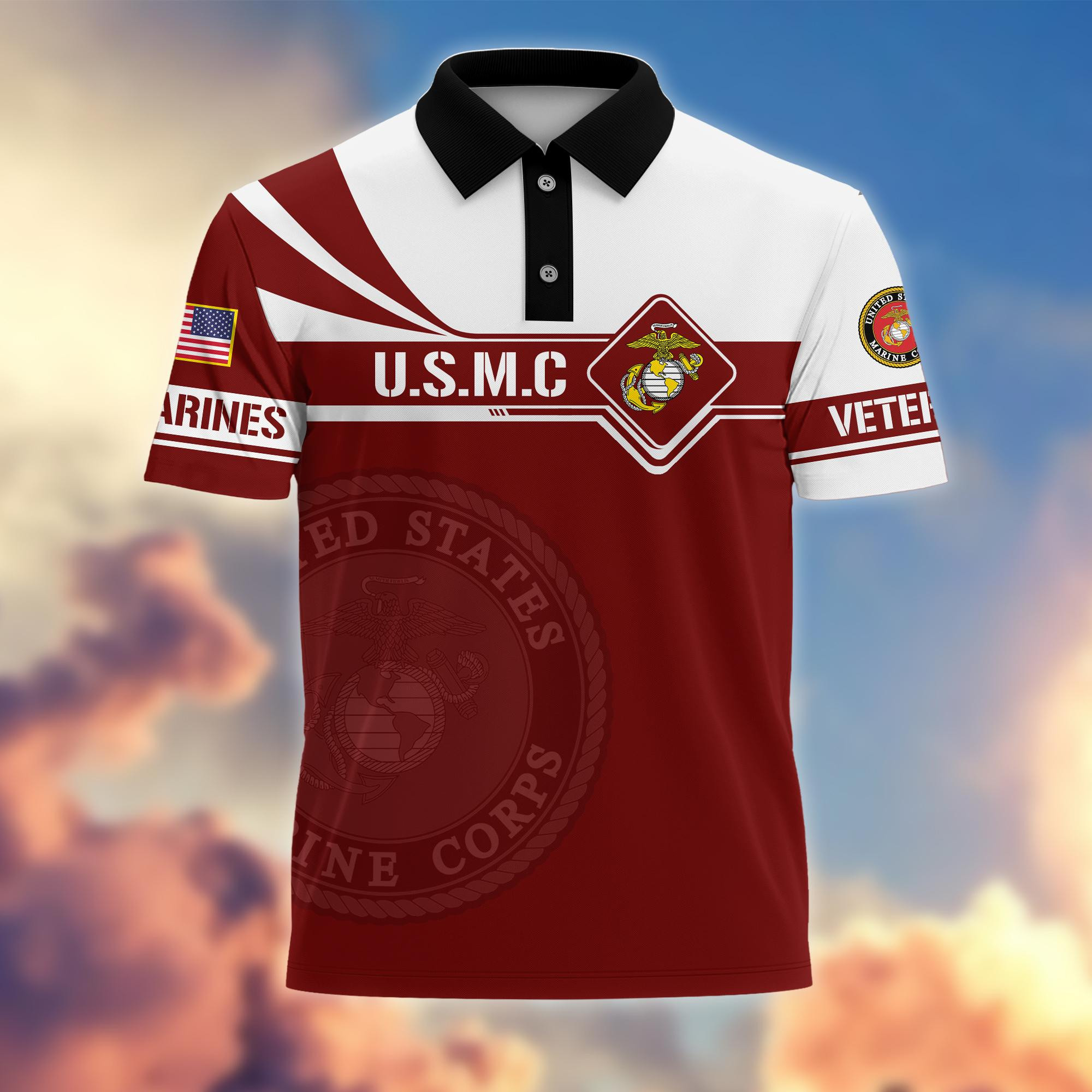 Premium USMC Polo Shirt, Gift for Marine Veteran VPVC202403