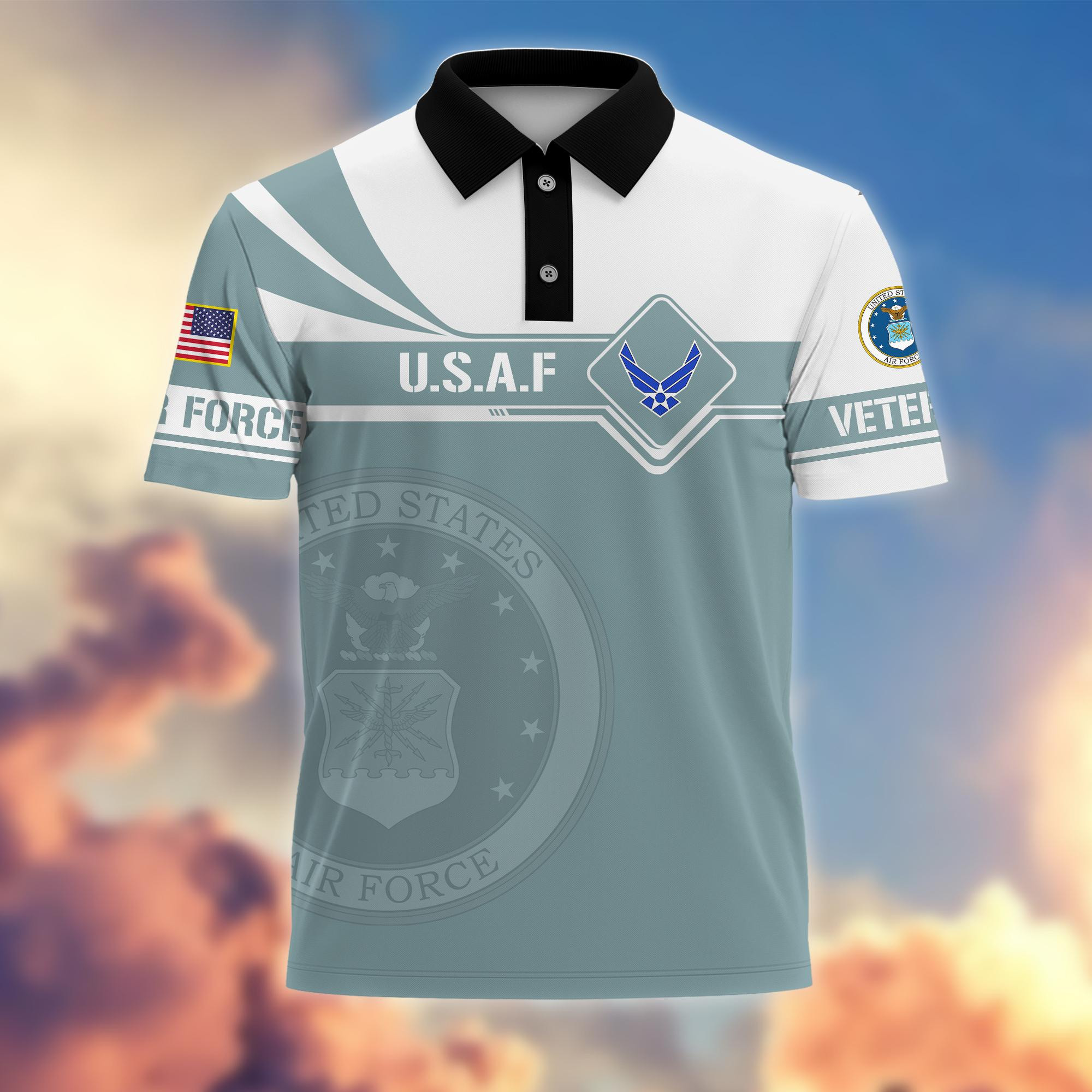 Premium USAF Polo Shirt, Gift for Air Force Veteran VPVC202404