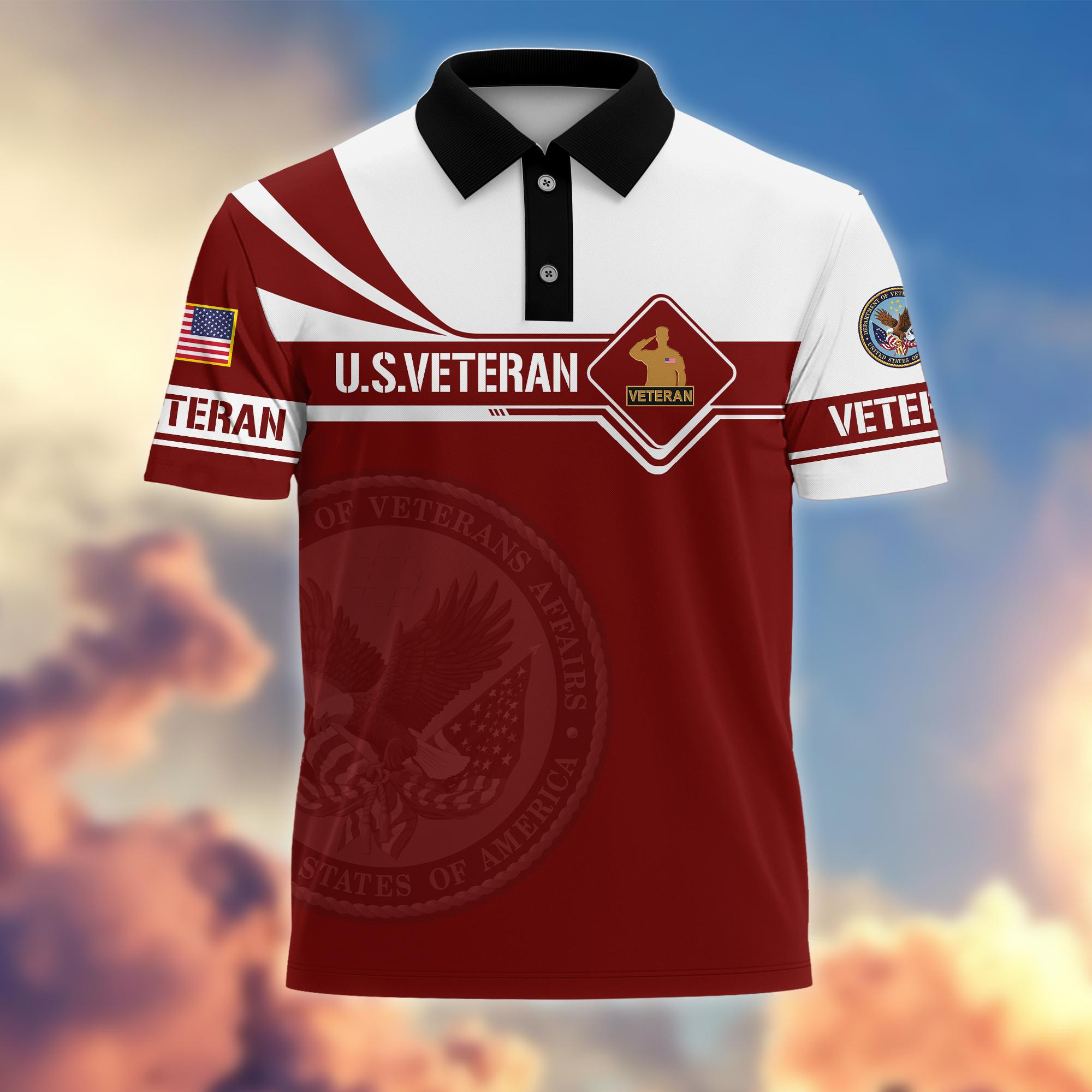 Premium US Veteran Polo Shirt, Gift for US Veteran VPVC202407