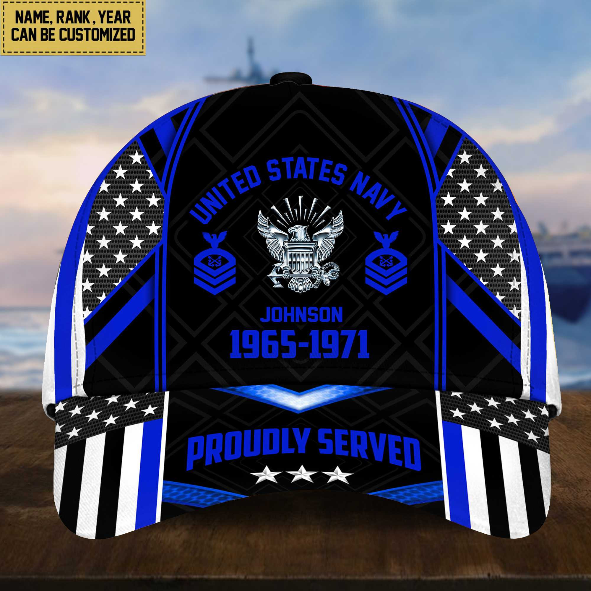 Premium US Navy Cap, Hat For Navy Veteran, Custom Name, Rank VPVC002302