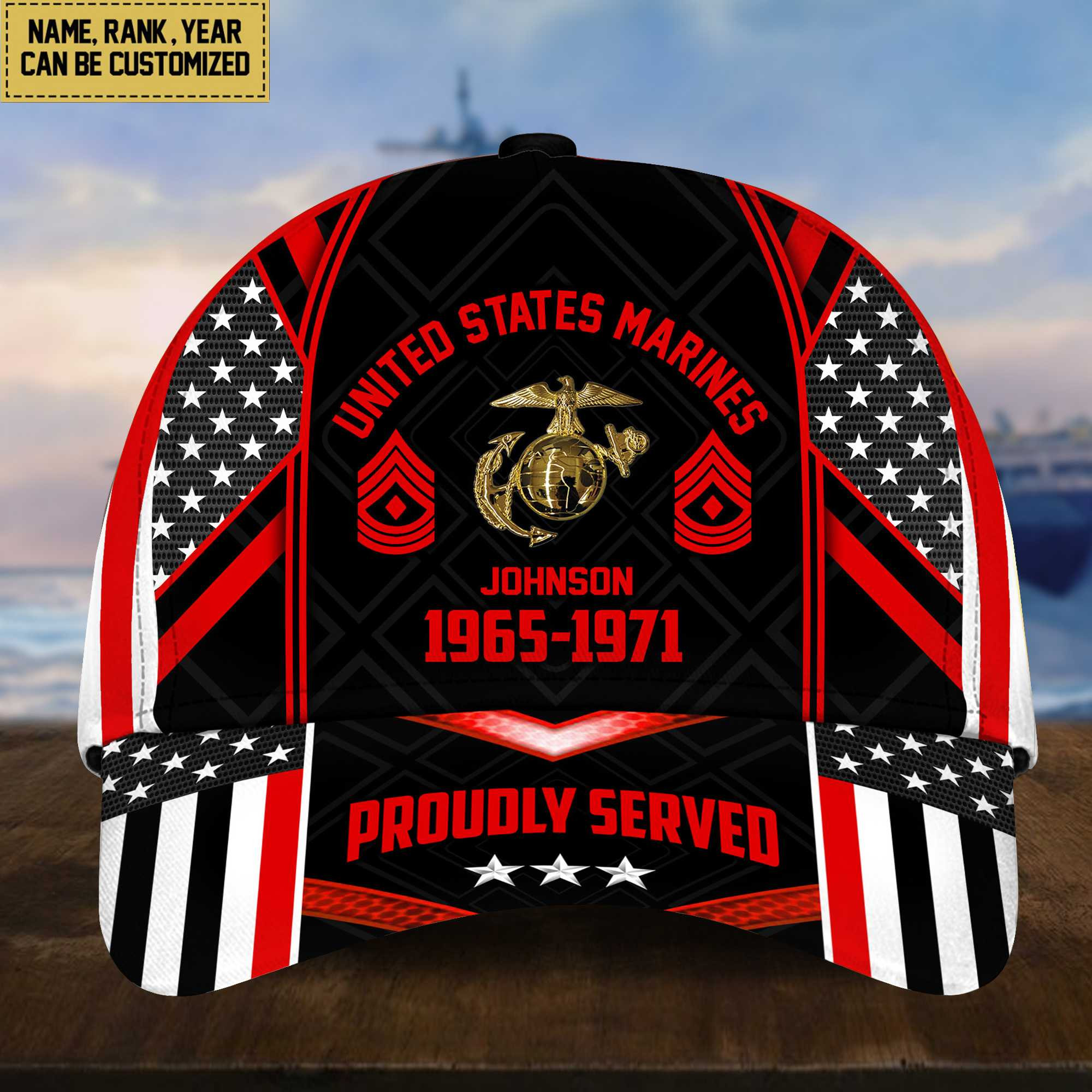Premium USMC Cap, Hat For Marine Veteran, Custom Name, Rank VPVC002303