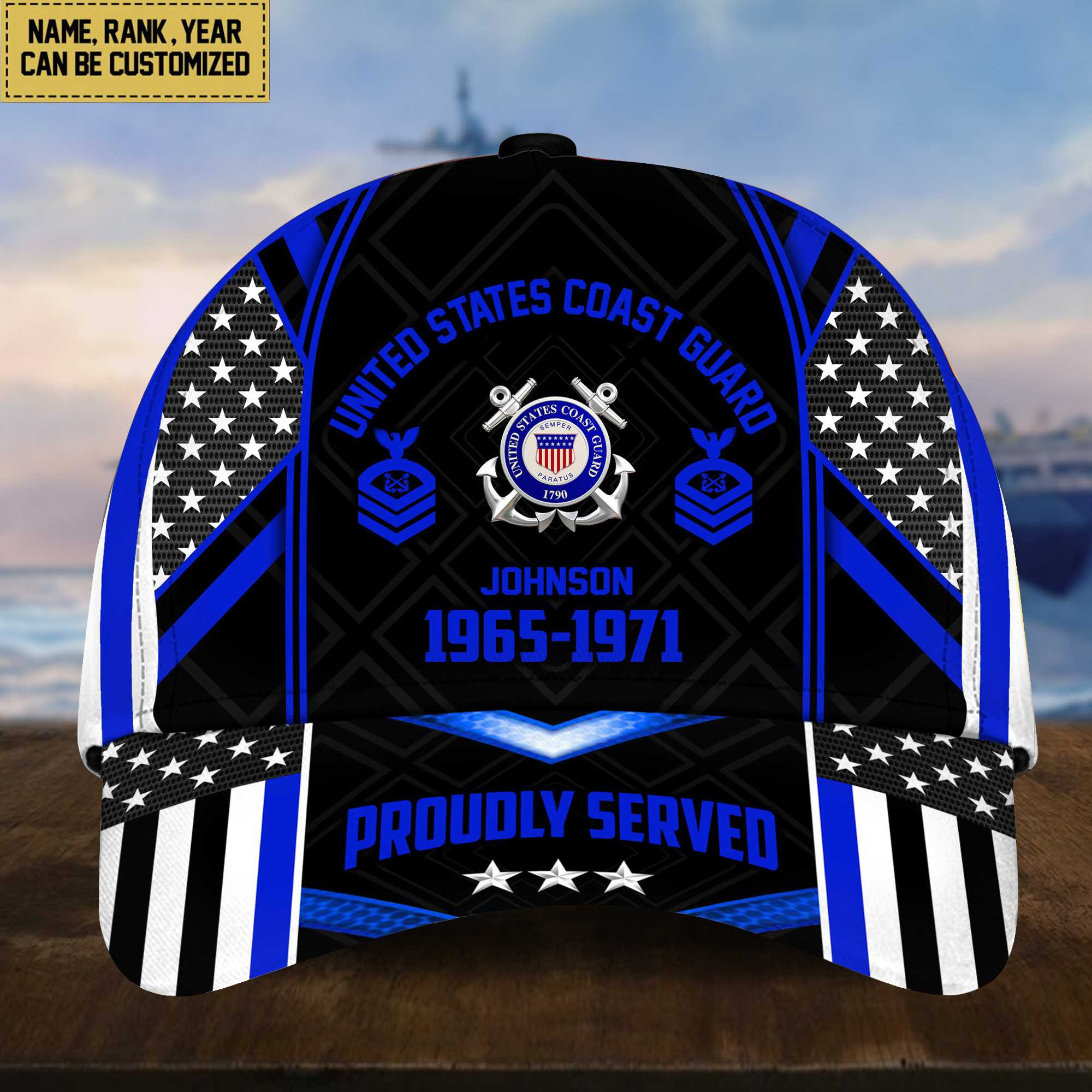 Premium USCG Cap, Hat For Coast Guard Veteran, Custom Name, Rank VPVC002305