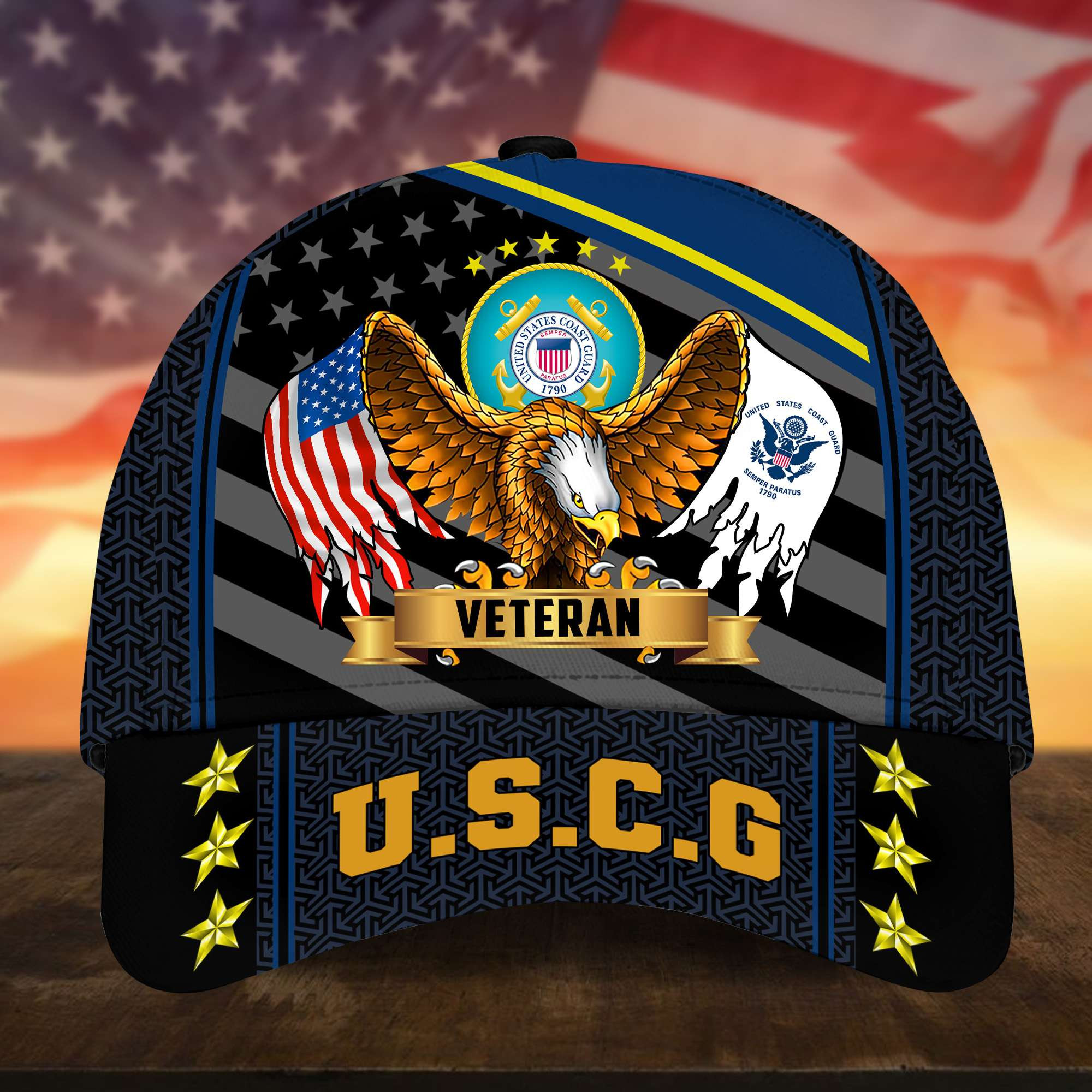 Premium USCG Cap, Gifts for Coast Guard Veteran, Hat Gifts for Dad, for Husband VPVC002705