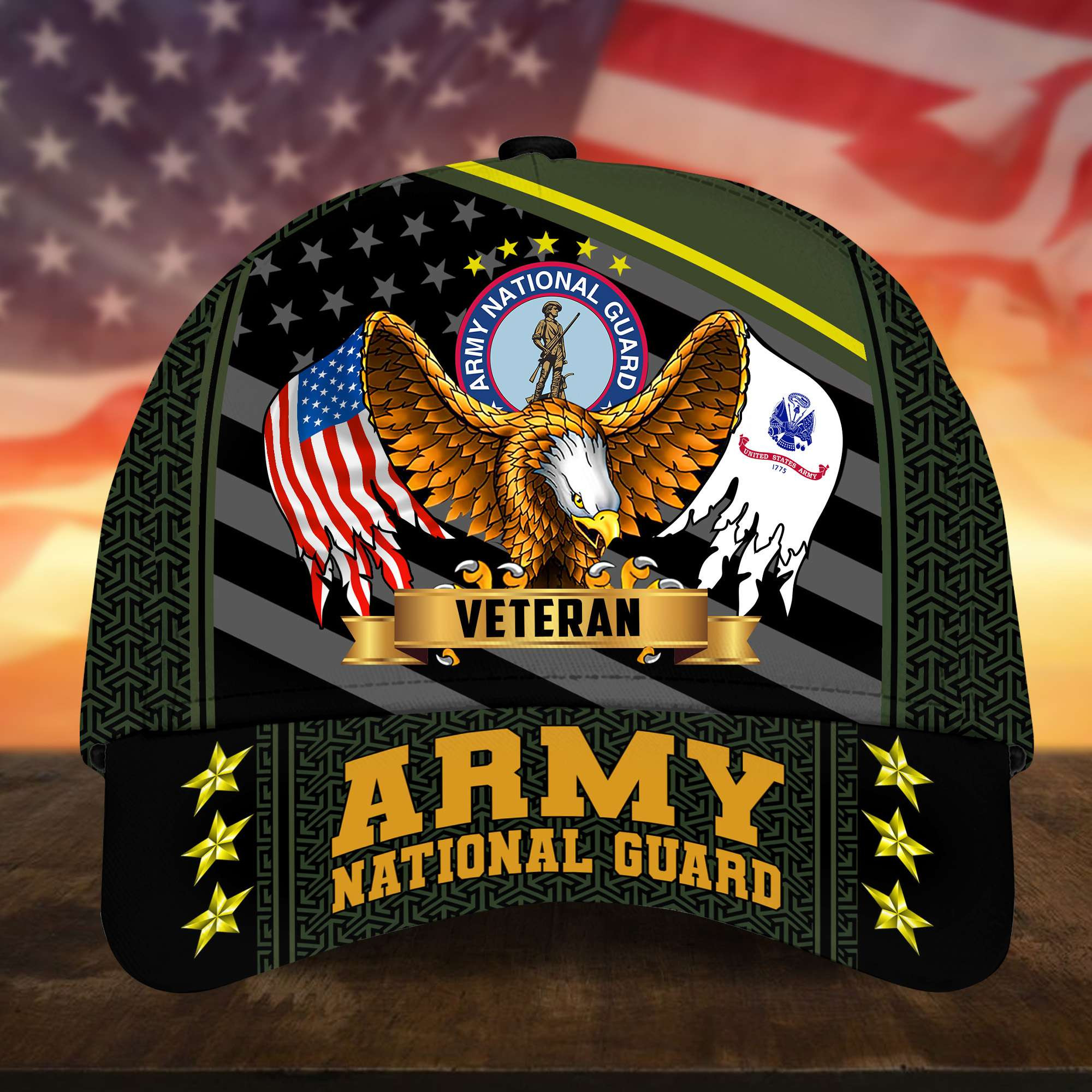 Premium US Army National Guard Cap, Gifts for Army National Guard Veteran, Hat Gifts for Dad, for Husband VPVC002708