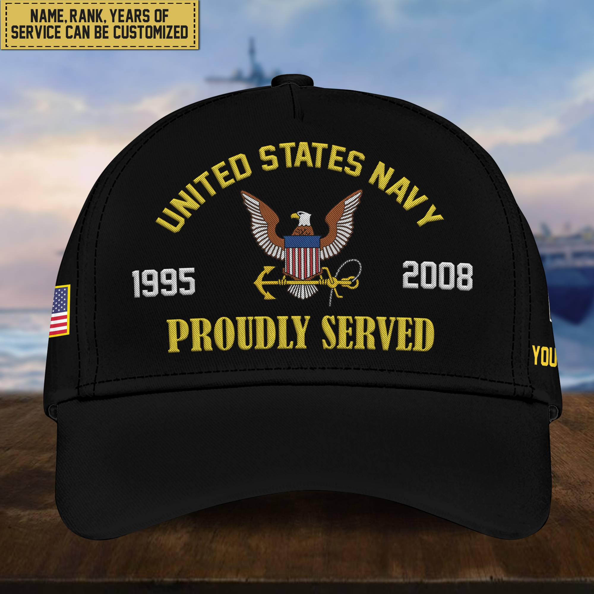 Premium Custom US Navy Embroidered Cap, Hat for Navy Veteran, Gifts for Dad, for Husband VPVC300102