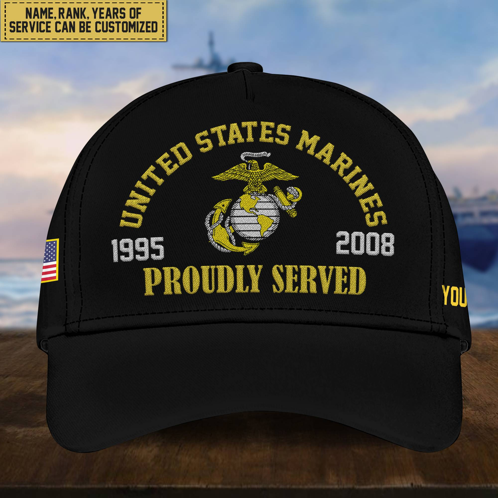 Premium Custom USMC Embroidered Cap, Hat for Marine Veteran, Gifts for Dad, for Husband VPVC300103