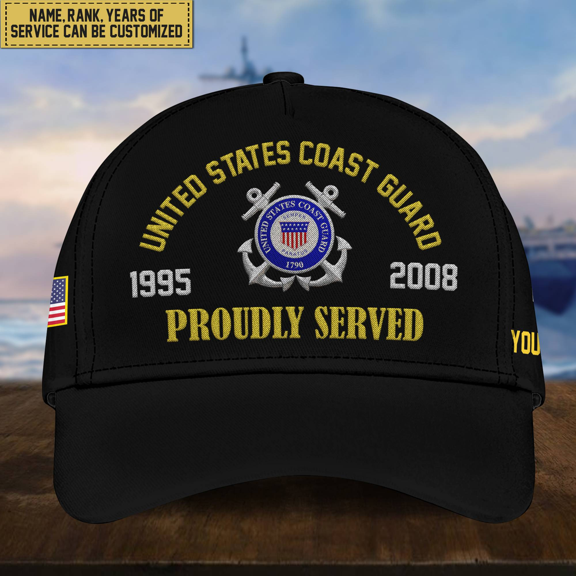 Premium Custom USCG Embroidered Cap, Hat for Coast Guard Veteran, Gifts for Dad, for Husband VPVC300105