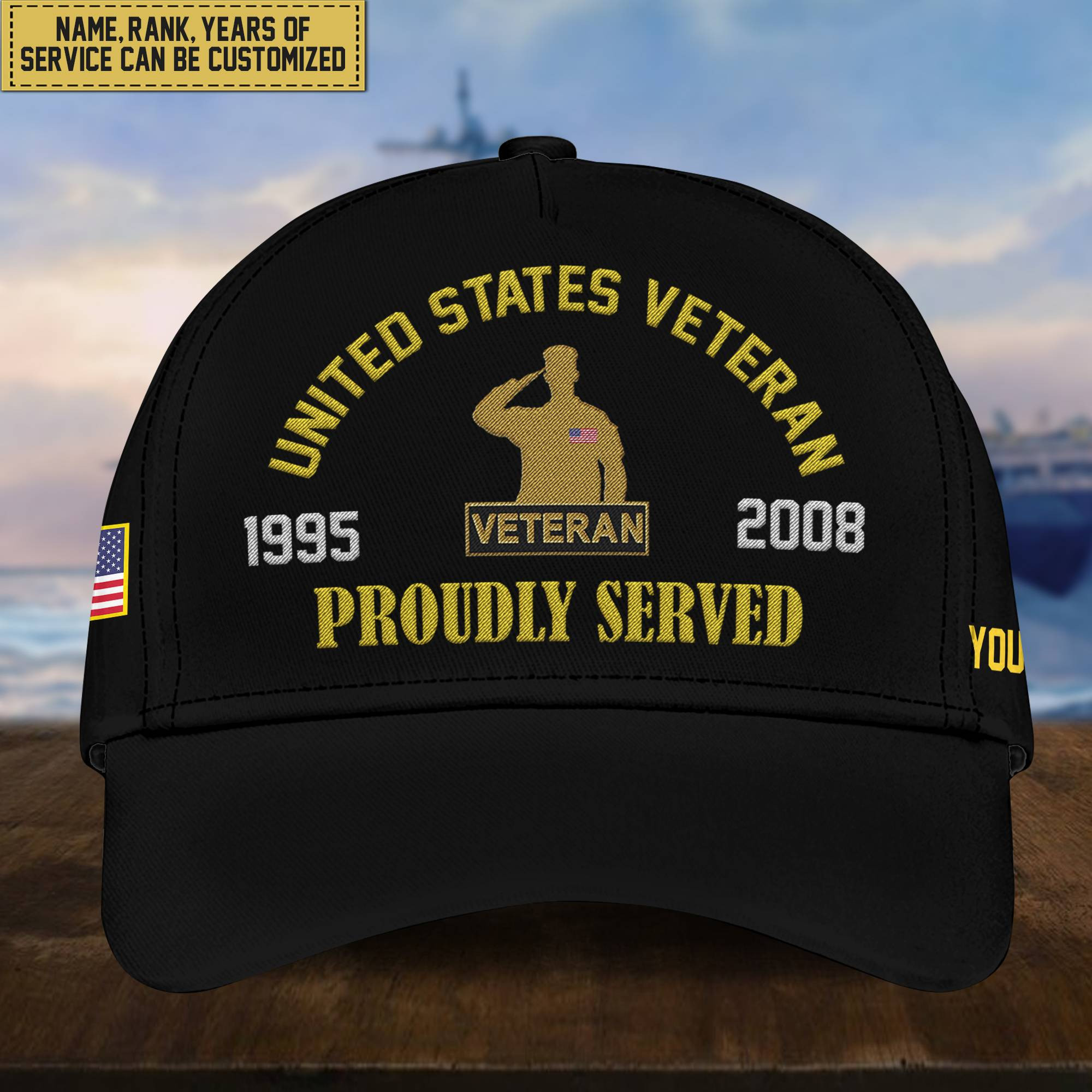 Premium Custom US Veteran Embroidered Cap, Hat for US Veteran, Gifts for Dad, for Husband VPVC300107